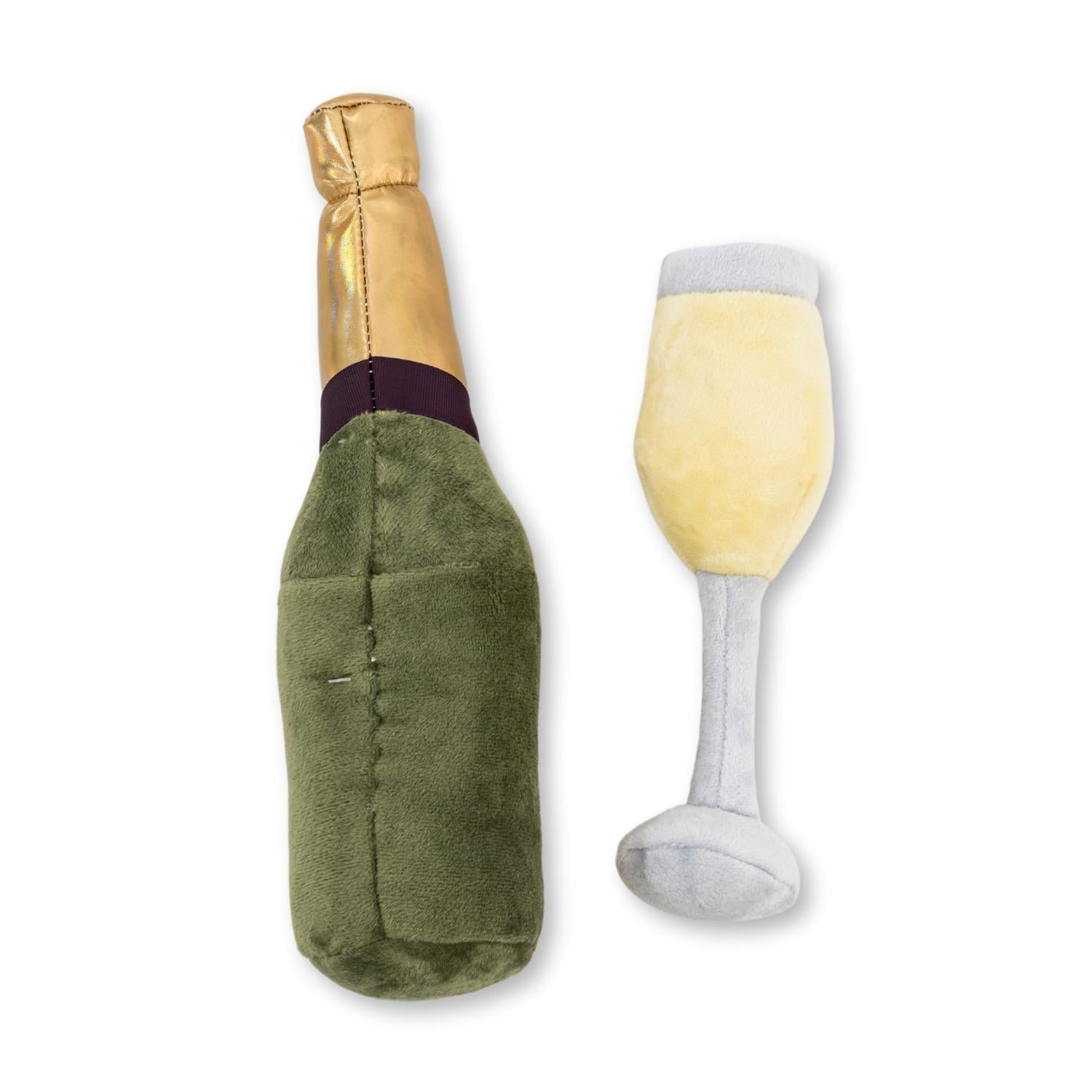 Champawgne-Cheers Plush Dog Toy Gift Set – with Squeaker & Crinkle Paper by American Pet Supplies