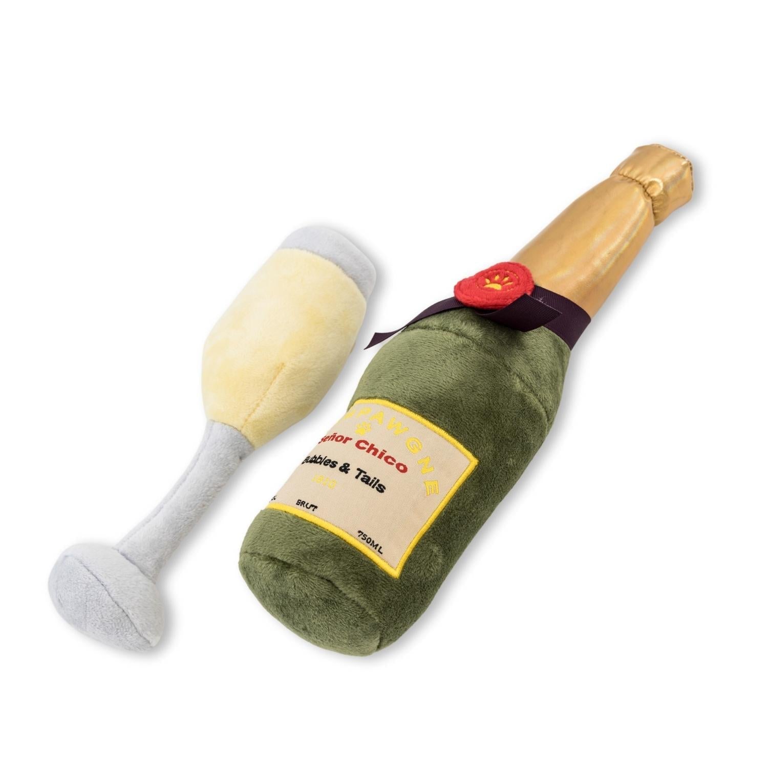 Champawgne-Cheers Plush Dog Toy Gift Set – with Squeaker & Crinkle Paper by American Pet Supplies