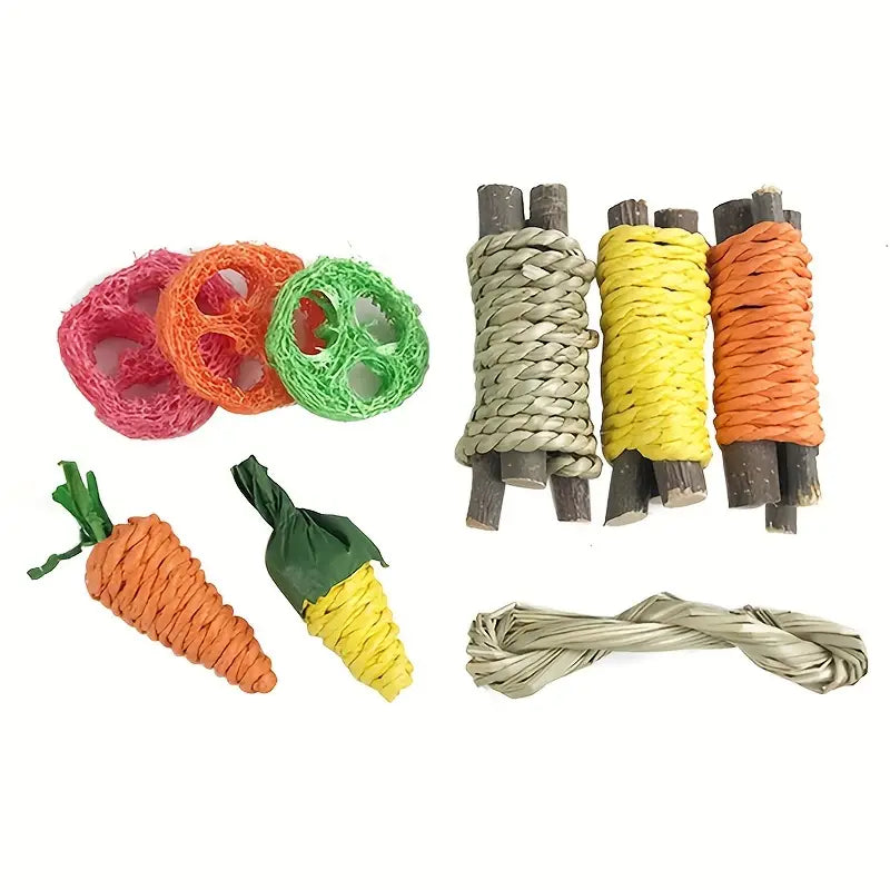 Small Animal Chew Toys For Rabbit Bunny Hamster Chinchillas, Small Animal Teeth Cleaning Molar Toys Pet Accessories by Dahlia Pets