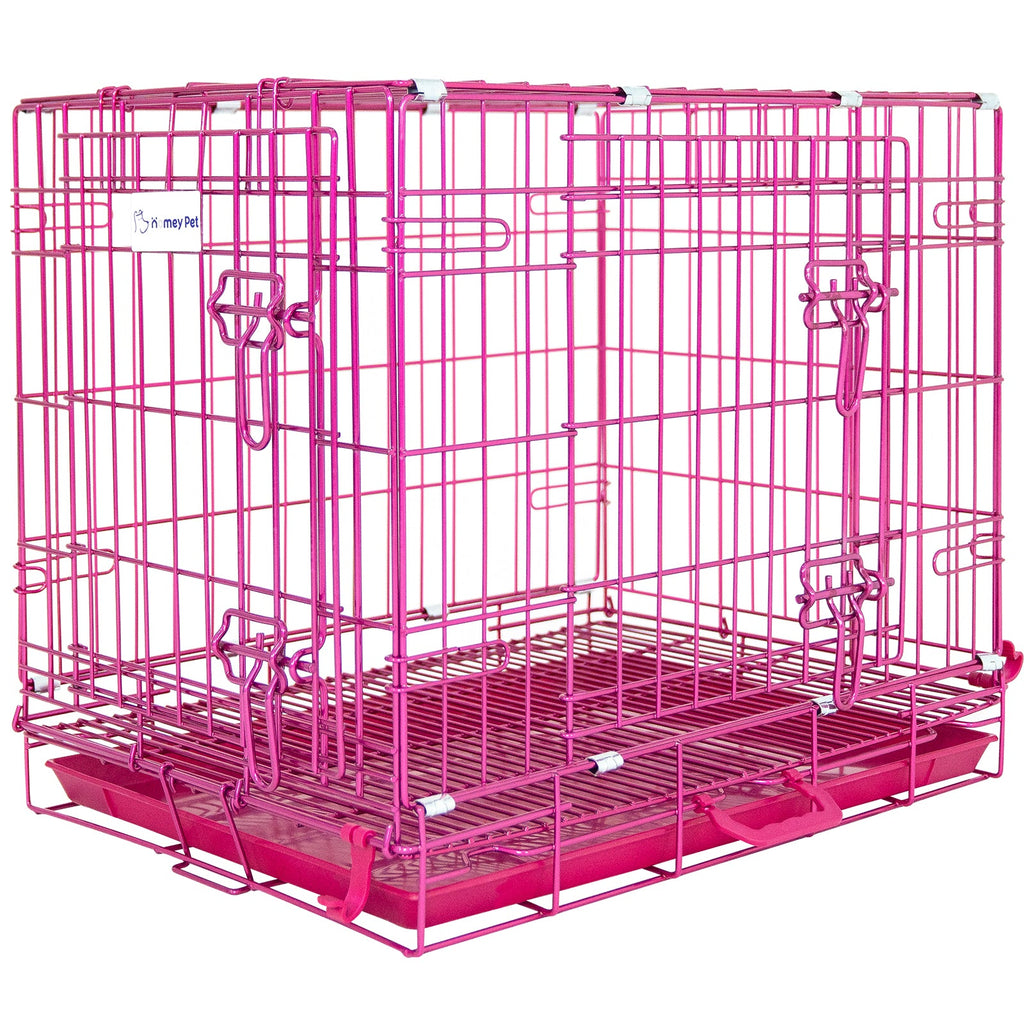 24-42" Collapsible Pink Dog Crate RED24-42 by Homey Pet Official