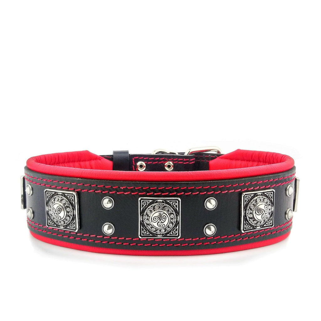 The "Eros" collar 2.5 inch wide black & red by Bestia Dog Gear