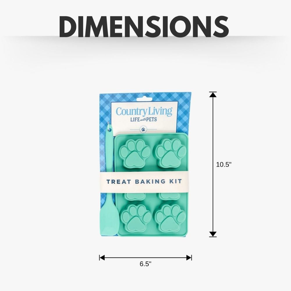 Country Living 3-Piece Silicone Baking Kit – Includes 2 Baking Trays (6-Cavity Paw Print Mold) & Spatula – for Homemade Dog Treats, Candy, Chocolate, and Ice Cubes by American Pet Supplies