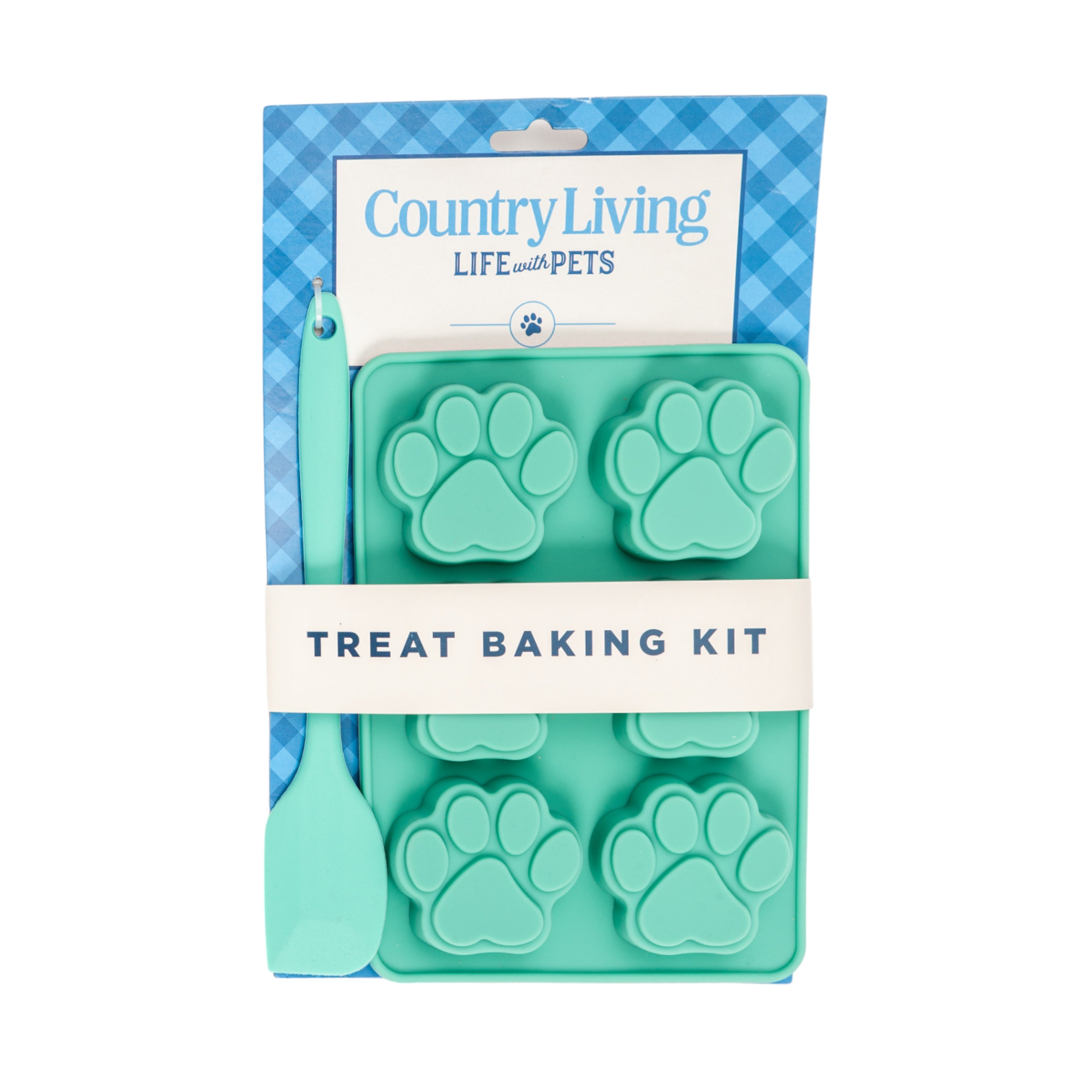 Country Living 3-Piece Silicone Baking Kit – Includes 2 Baking Trays (6-Cavity Paw Print Mold) & Spatula – for Homemade Dog Treats, Candy, Chocolate, and Ice Cubes by American Pet Supplies