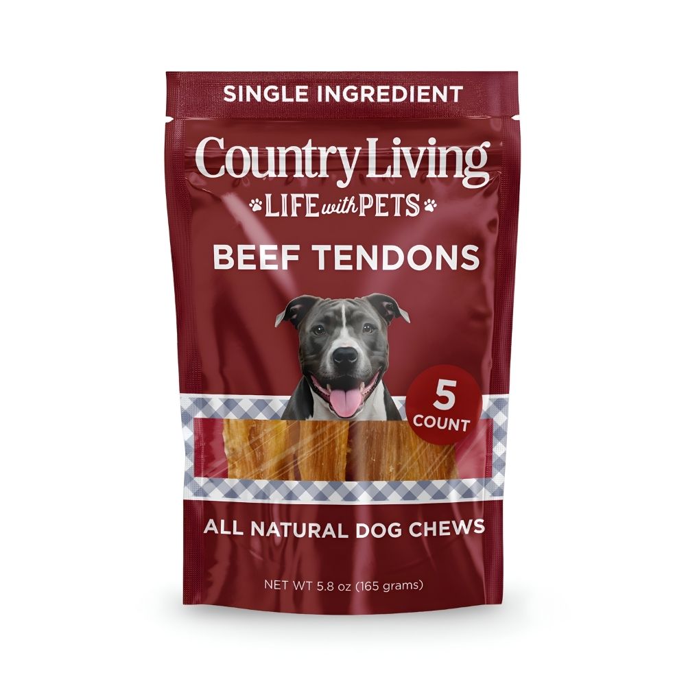 Country Living 4”-7” Beef Backstrap Tendon Dog Chews – 5 Count Bag – All-Natural, Long-Lasting, High-Protein Dog Treats – Single-Ingredient, Grain-Free by American Pet Supplies