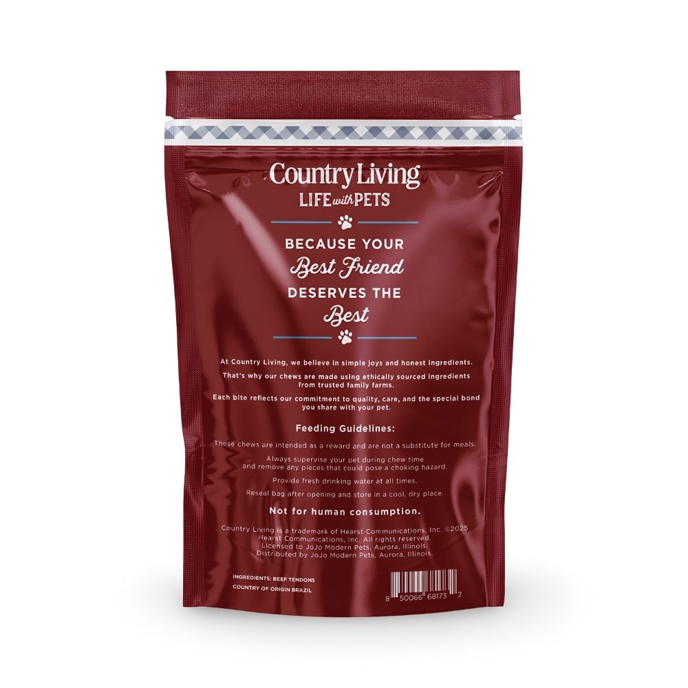 Country Living 4”-7” Beef Backstrap Tendon Dog Chews – 5 Count Bag – All-Natural, Long-Lasting, High-Protein Dog Treats – Single-Ingredient, Grain-Free by American Pet Supplies