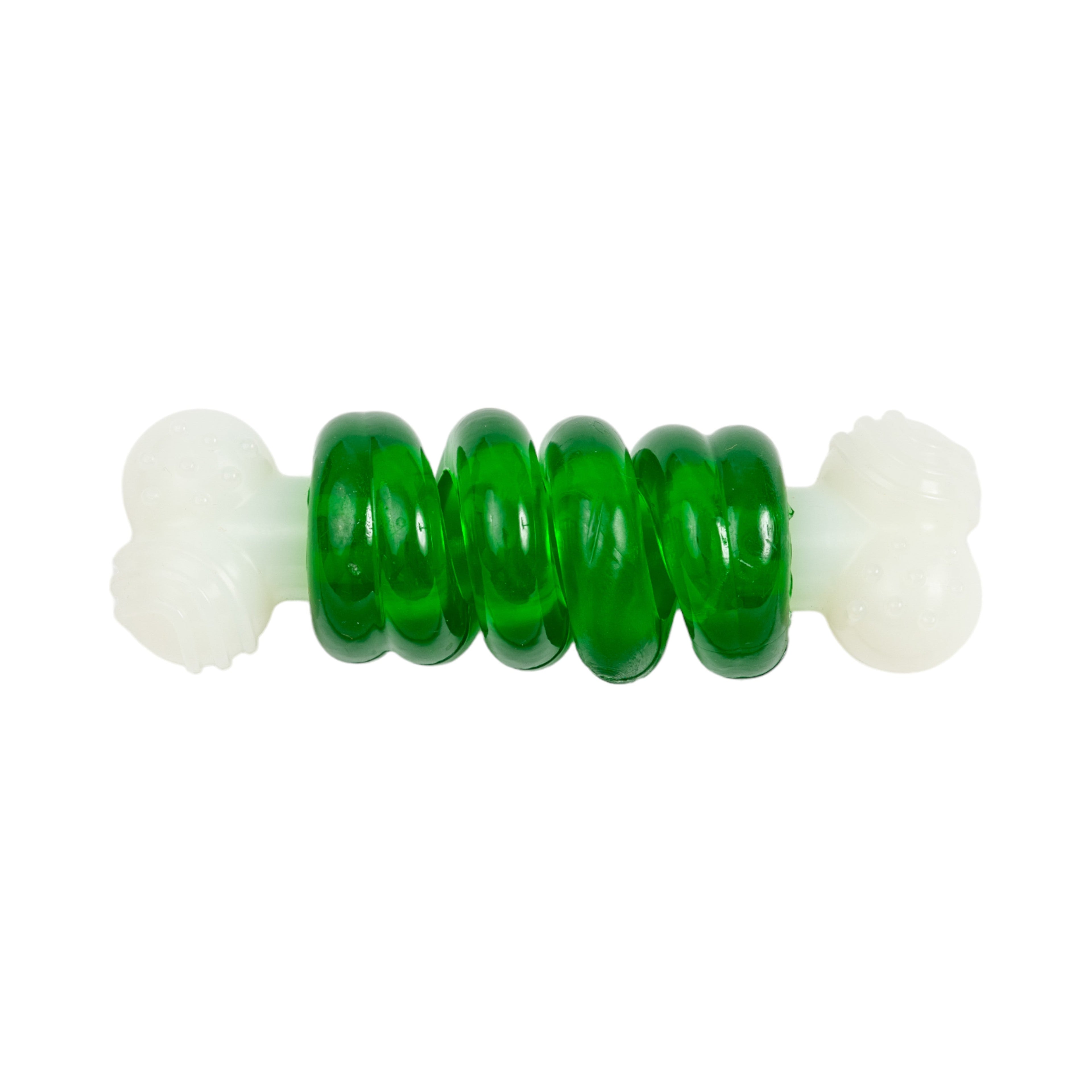 Country Living Bone-a-Treat Dog Chew Toy – Orange Bulged Balls & Green Spiral Ring by American Pet Supplies