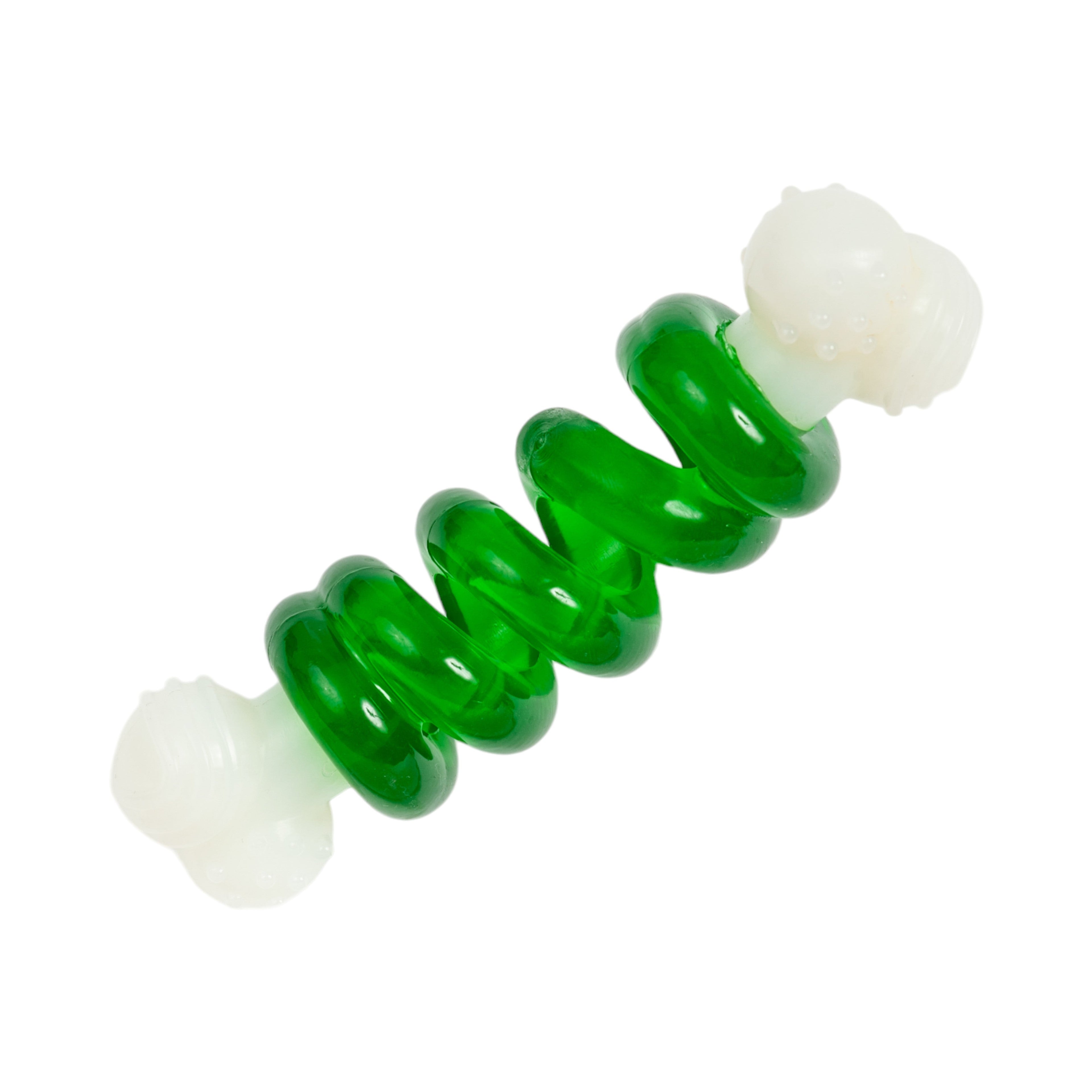 Country Living Bone-a-Treat Dog Chew Toy – Orange Bulged Balls & Green Spiral Ring by American Pet Supplies