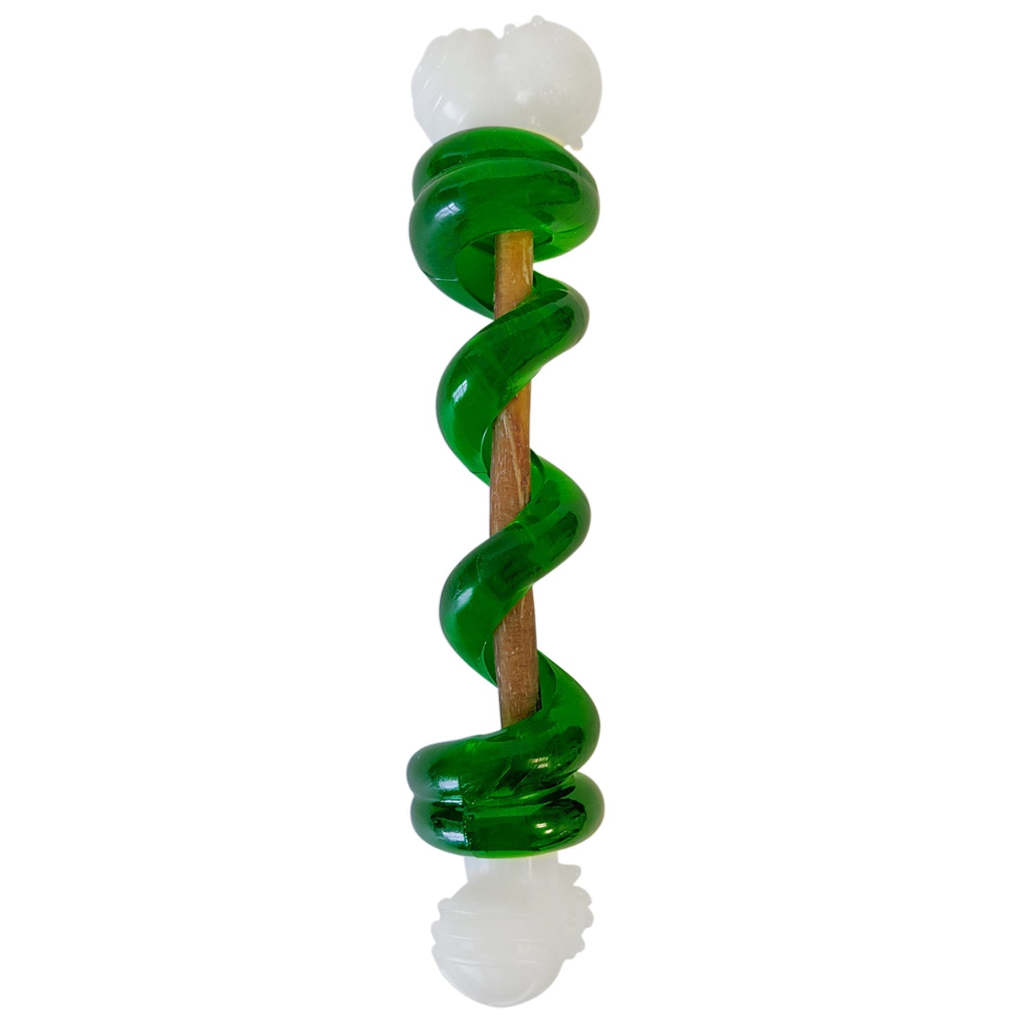 Country Living Bone-a-Treat Dog Chew Toy – Orange Bulged Balls & Green Spiral Ring by American Pet Supplies