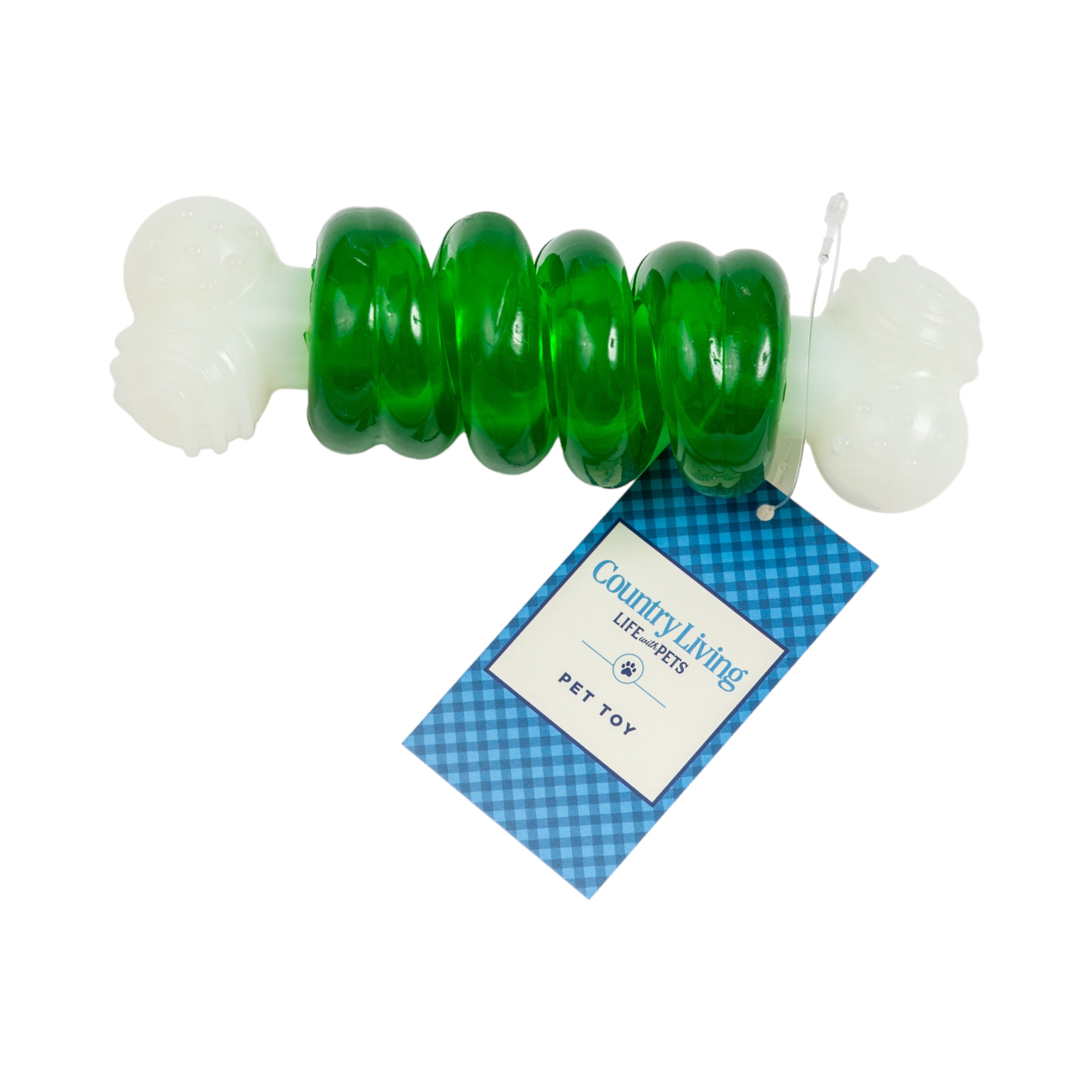 Country Living Bone-a-Treat Dog Chew Toy – Orange Bulged Balls & Green Spiral Ring by American Pet Supplies