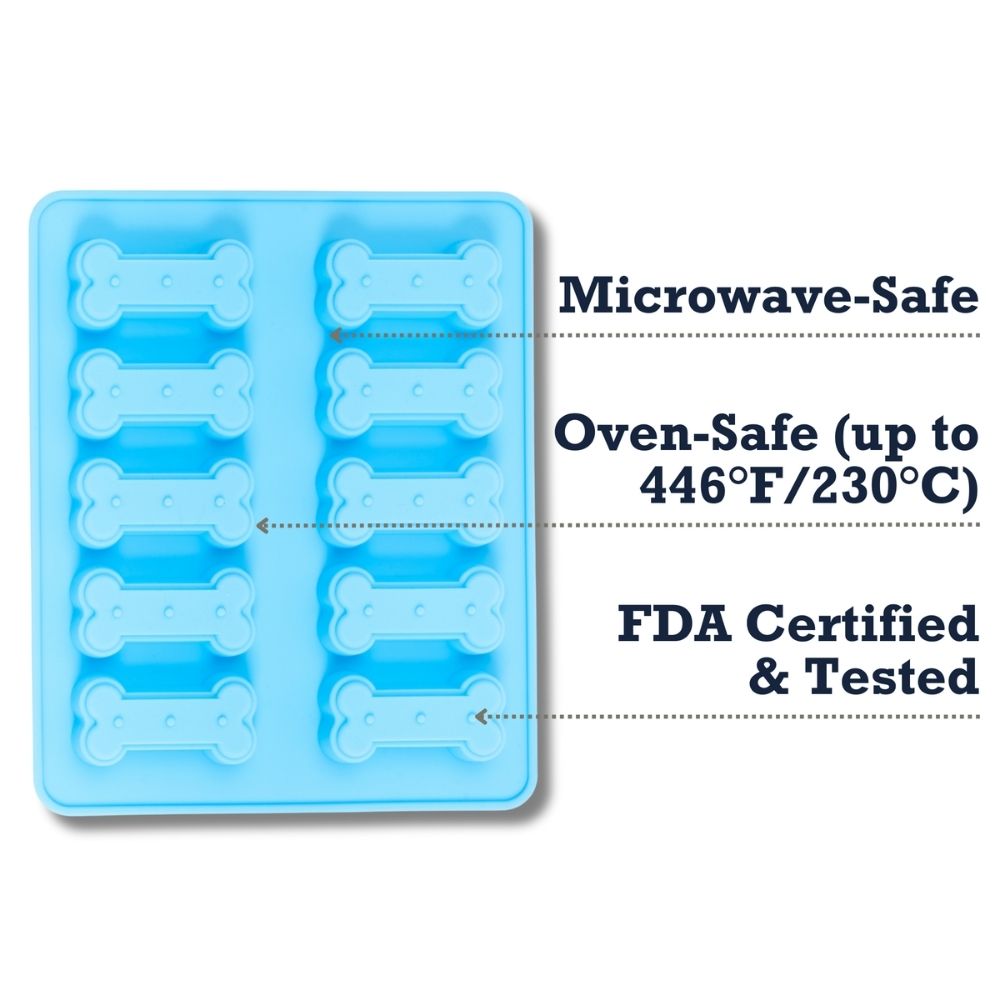 Country Living Bone-Shaped Silicone Baking Tray (10-Cavity Mold) – for Homemade Dog Treats, Candy, Cookies, Chocolate, and Ice Cubes by American Pet Supplies
