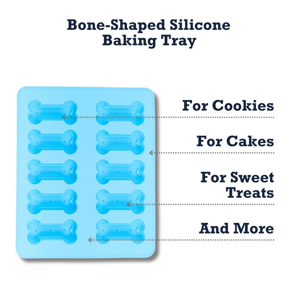 Country Living Bone-Shaped Silicone Baking Tray (10-Cavity Mold) – for Homemade Dog Treats, Candy, Cookies, Chocolate, and Ice Cubes by American Pet Supplies
