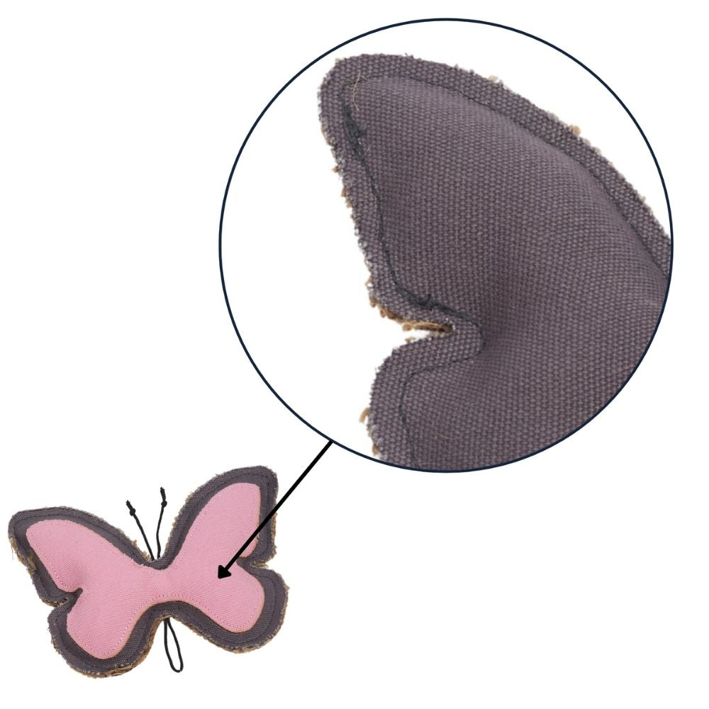 Country Living Canvas & Jute Butterfly-Shaped Dog Chew Toy – Durable, Safe and Non-Toxic by American Pet Supplies
