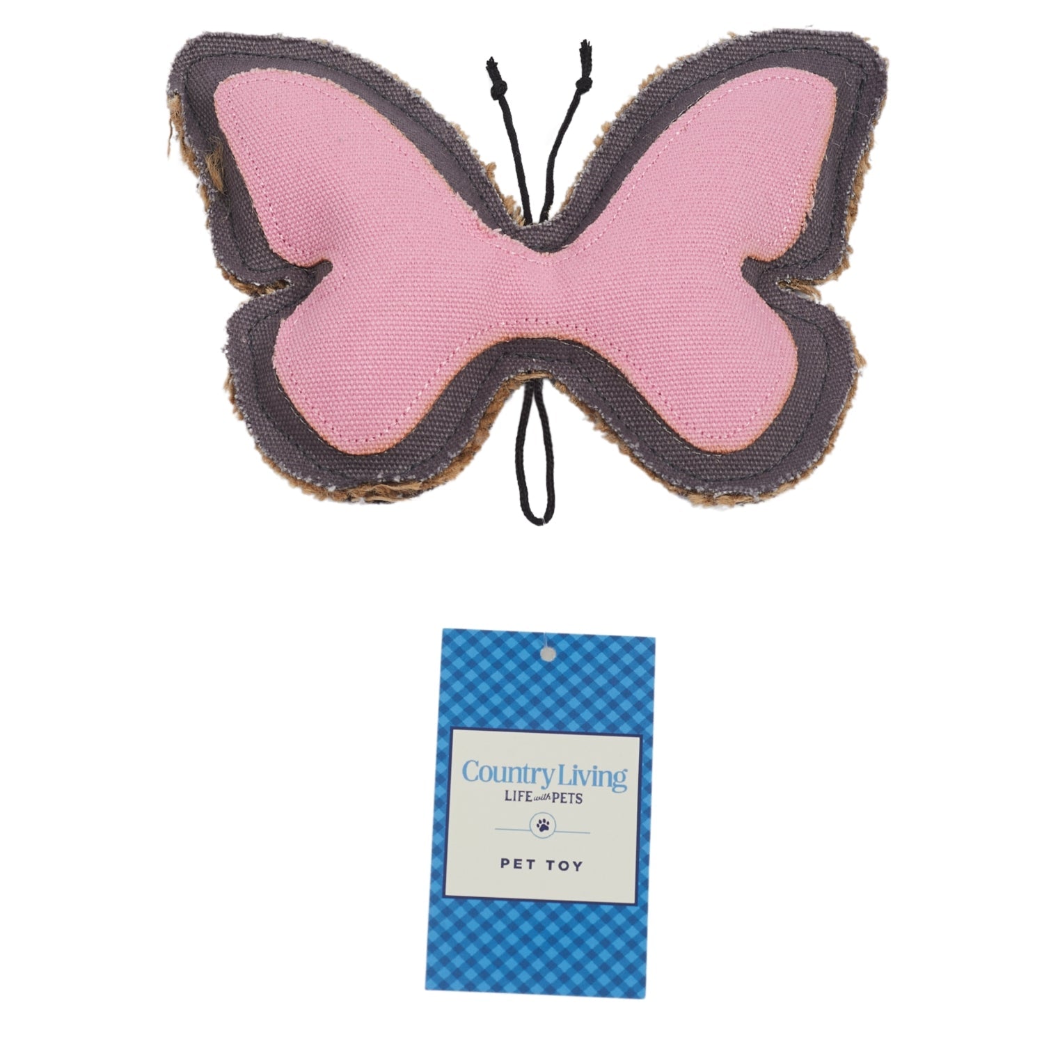 Country Living Canvas & Jute Butterfly-Shaped Dog Chew Toy – Durable, Safe and Non-Toxic by American Pet Supplies