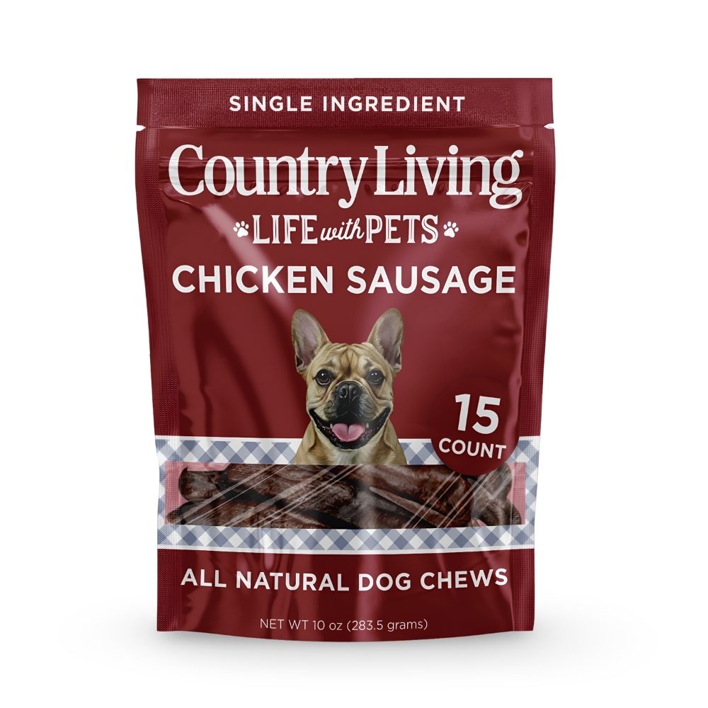 Country Living 4”-5” Beef Flavored Chicken Sausage Dog Treats – 15 Count Bag – Soft & Chewy, High-Protein Training & Reward Treats – Grain-Free, No Artificial Flavors or Preservatives by American Pet Supplies