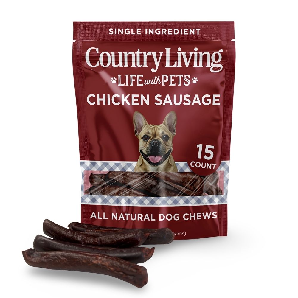 Country Living 4”-5” Beef Flavored Chicken Sausage Dog Treats – 15 Count Bag – Soft & Chewy, High-Protein Training & Reward Treats – Grain-Free, No Artificial Flavors or Preservatives by American Pet Supplies