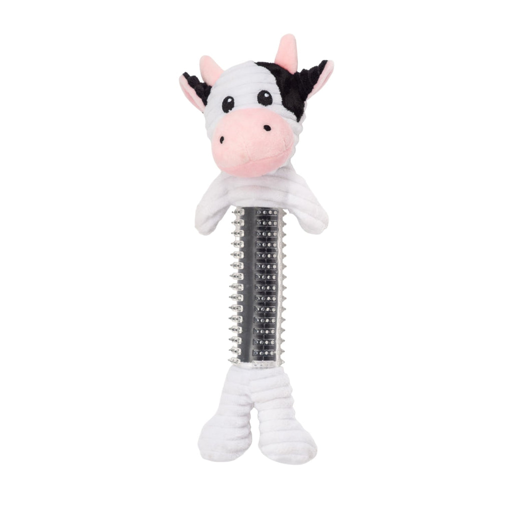 Country Living Thermoplastic Rubber Black & White Cow Plush Dog Toy – with Squeaker & Crinkle Paper by American Pet Supplies