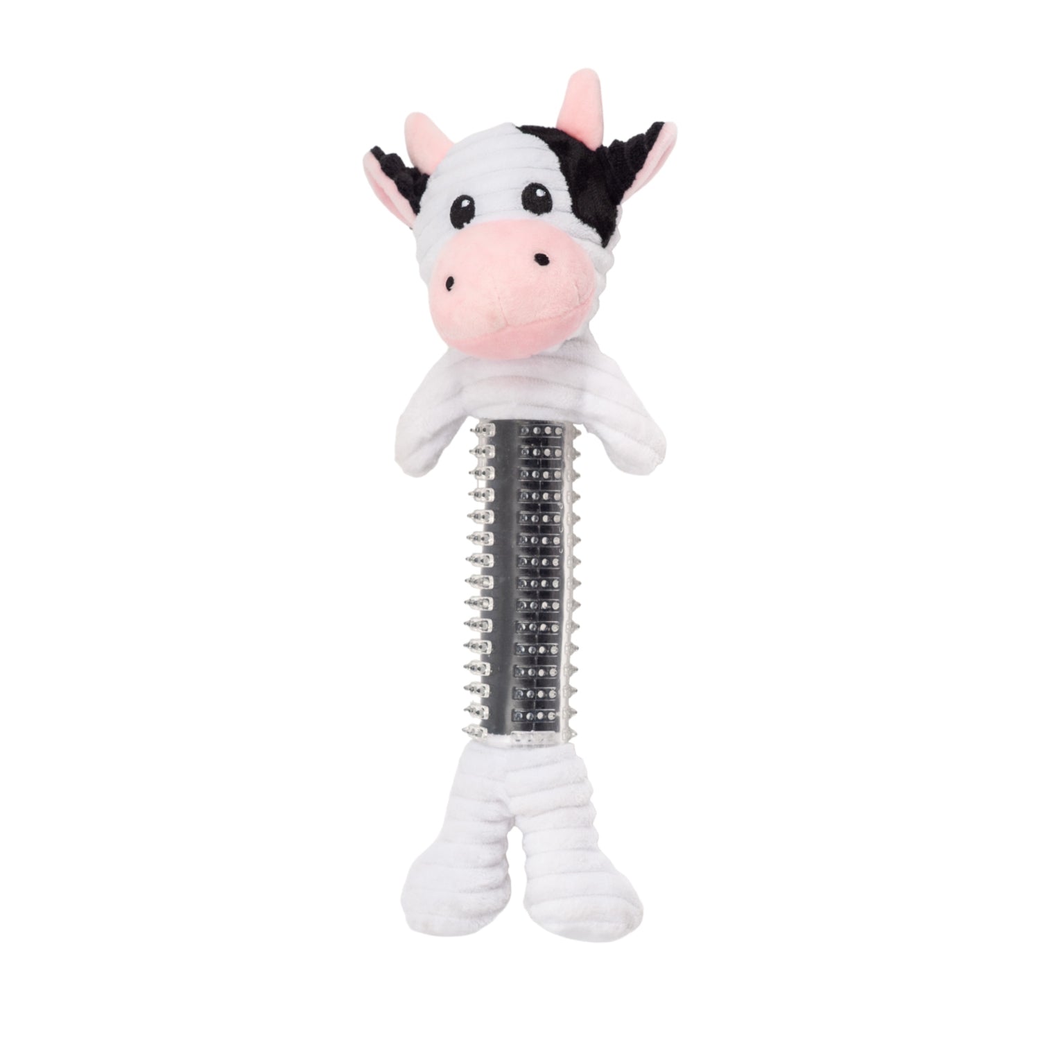 Country Living Thermoplastic Rubber Black & White Cow Plush Dog Toy – with Squeaker & Crinkle Paper by American Pet Supplies
