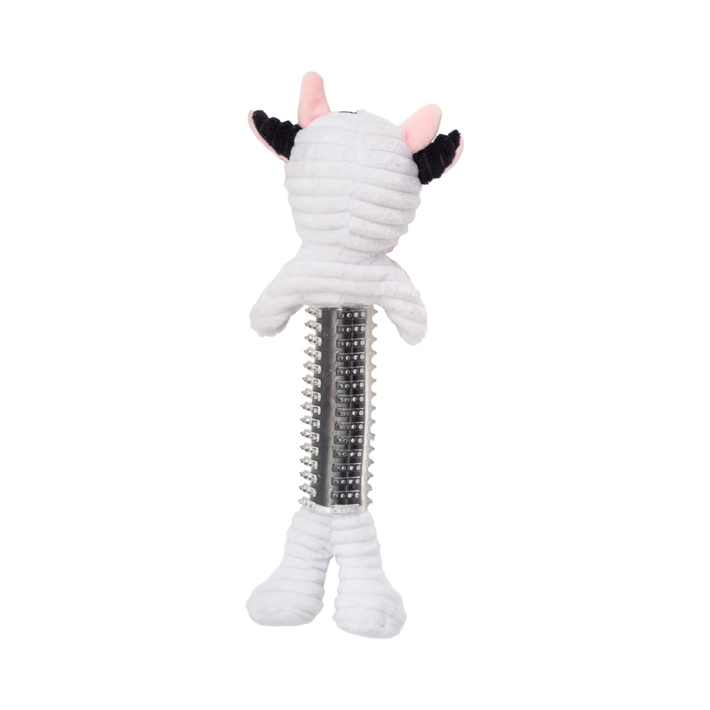 Country Living Thermoplastic Rubber Black & White Cow Plush Dog Toy – with Squeaker & Crinkle Paper by American Pet Supplies