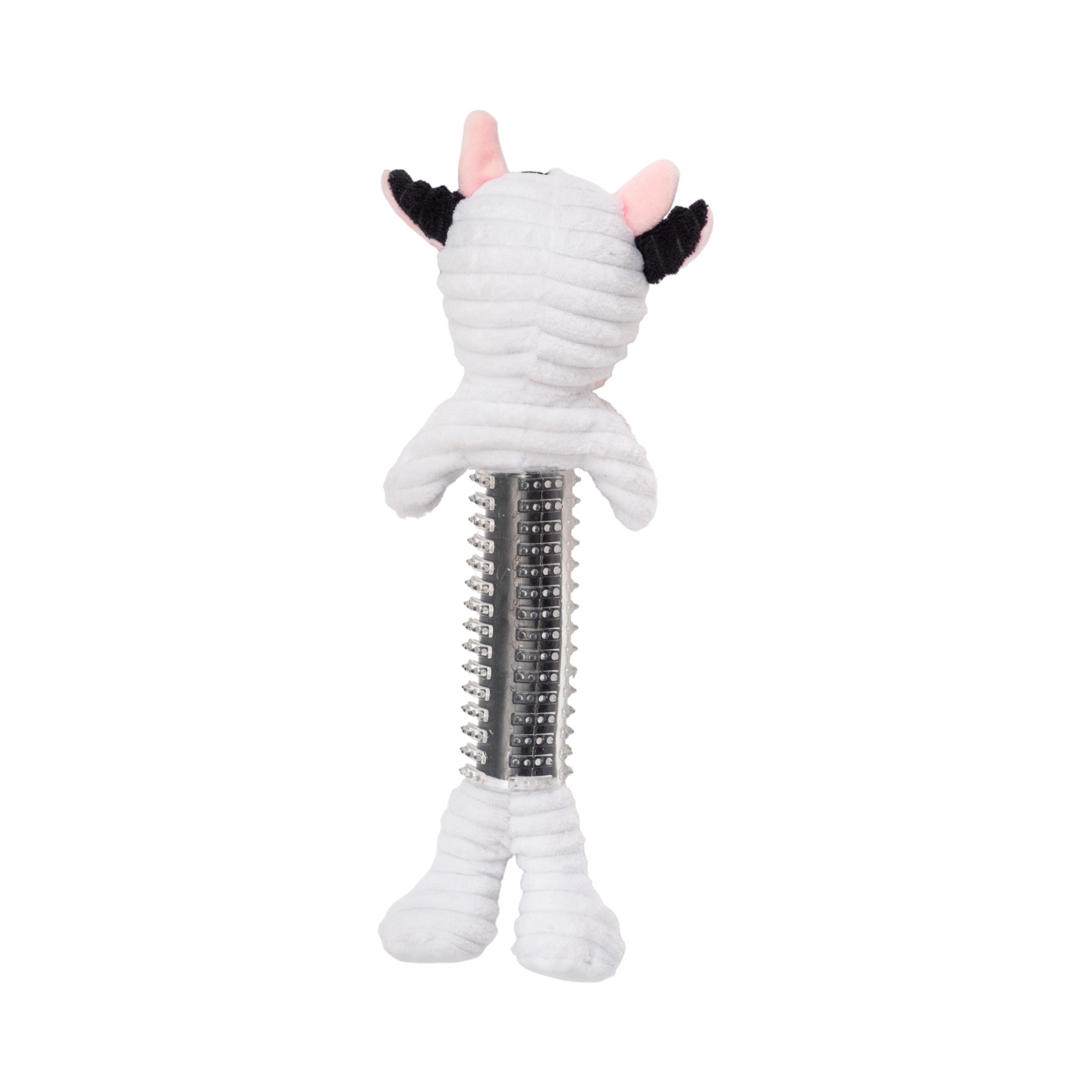 Country Living Thermoplastic Rubber Black & White Cow Plush Dog Toy – with Squeaker & Crinkle Paper by American Pet Supplies