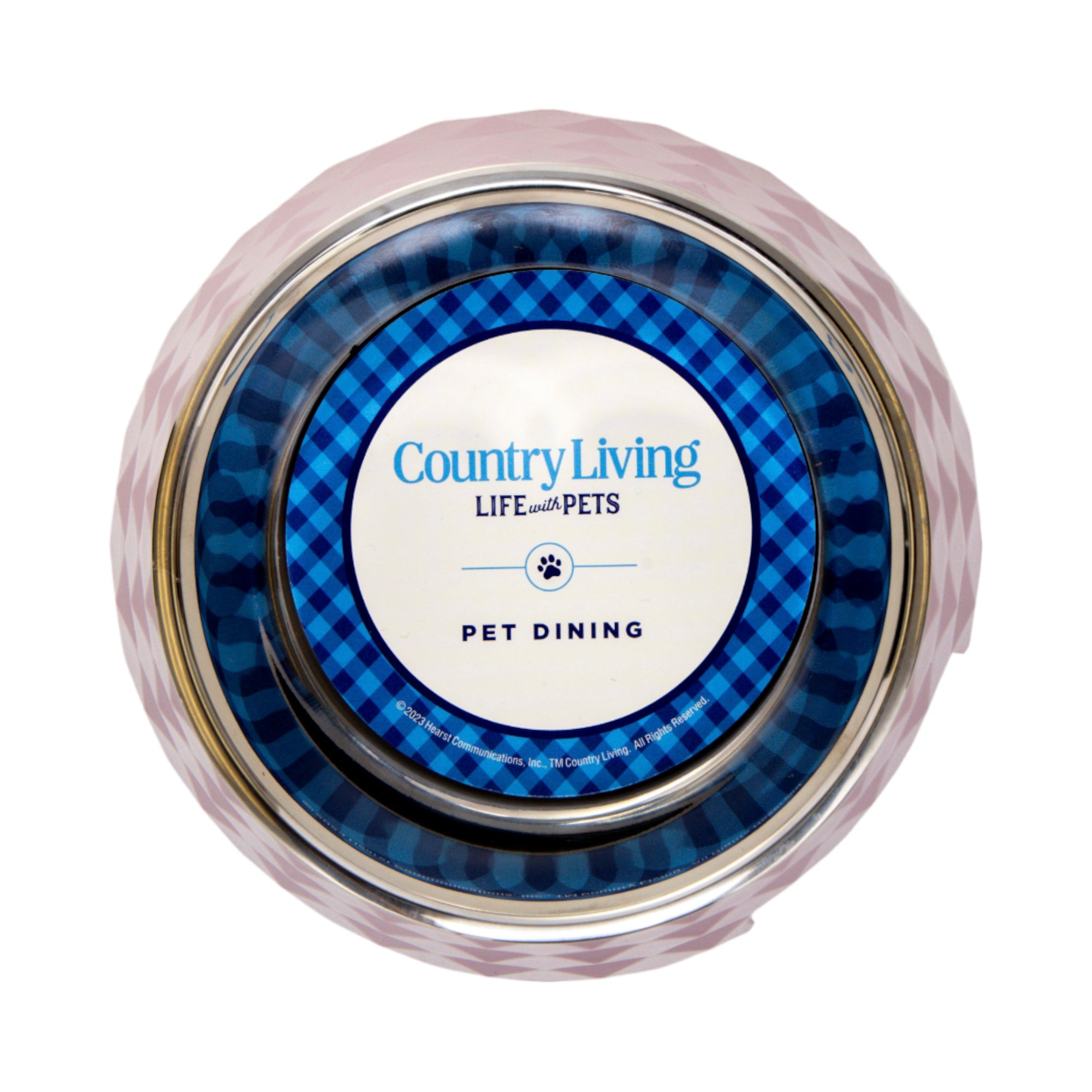 Country Living Set of 2 Diamond Twill Melamine Dog Bowls with Removable Stainless Steel Inserts – Wood Rose by American Pet Supplies