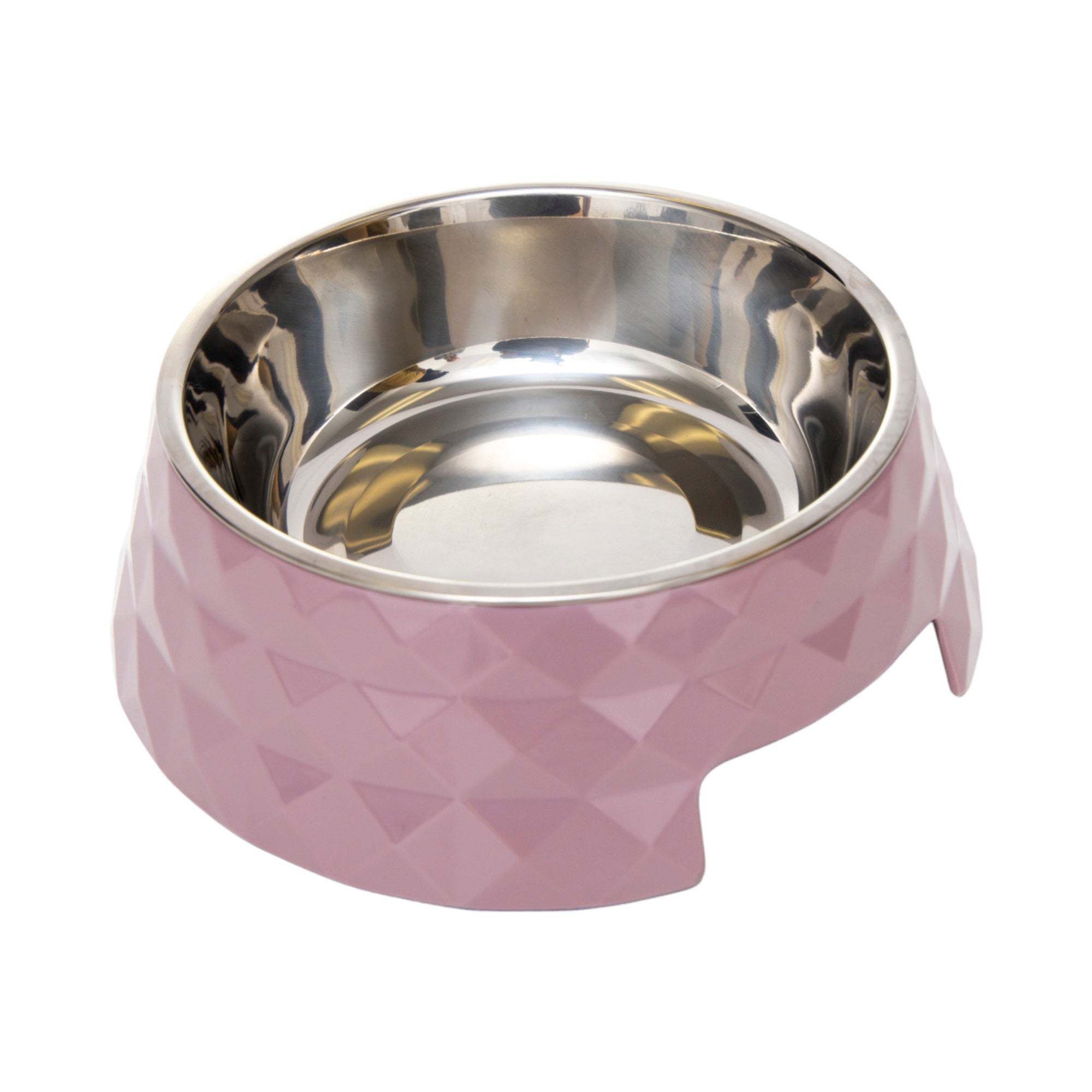 Country Living Set of 2 Diamond Twill Melamine Dog Bowls with Removable Stainless Steel Inserts – Wood Rose by American Pet Supplies