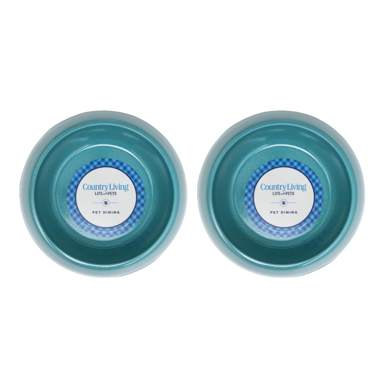 Country Living Set of 2 Natural Fiber Dog Bowls – Teal Blue by American Pet Supplies