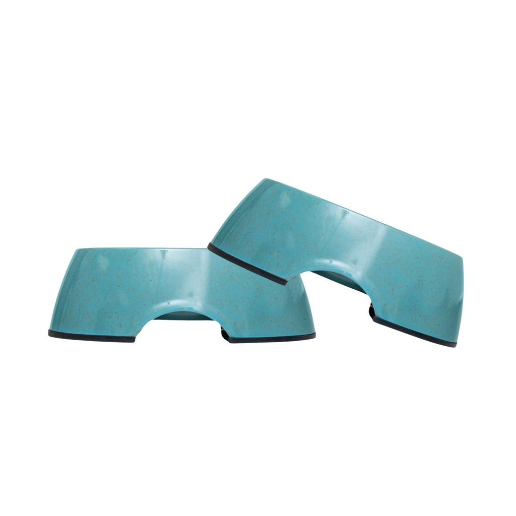 Country Living Set of 2 Natural Fiber Dog Bowls – Teal Blue by American Pet Supplies