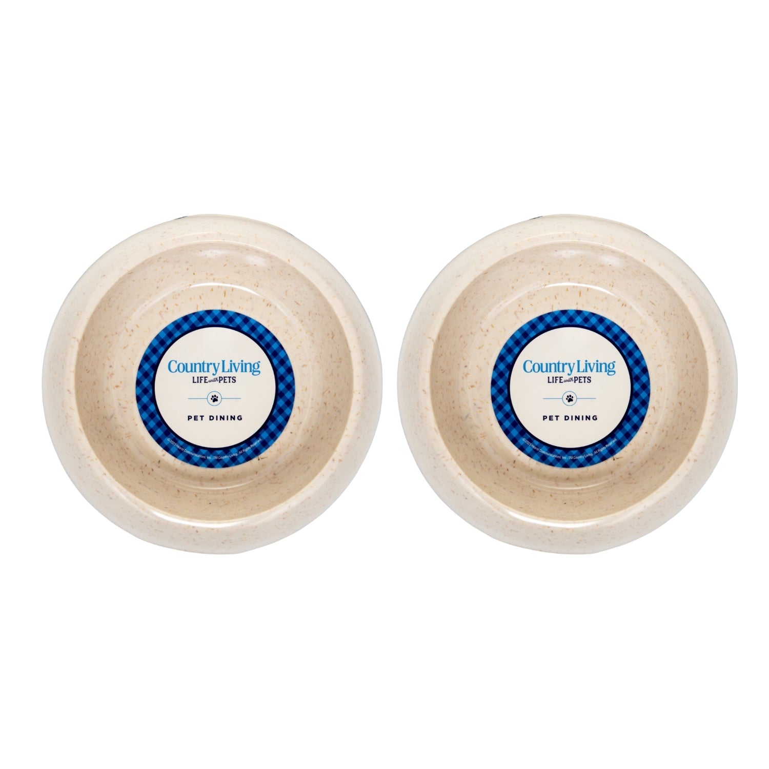 Country Living Set of 2 Natural Fiber Dog Bowls – White Swan by American Pet Supplies