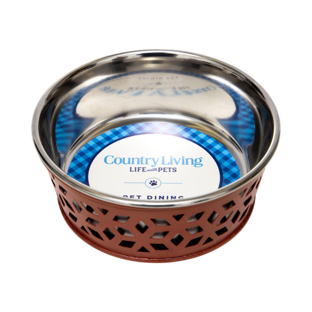 Country Living Set of 2 Stainless Steel Dog Bowls – Farmhouse Style, Ideal for Small to Medium Dogs by American Pet Supplies