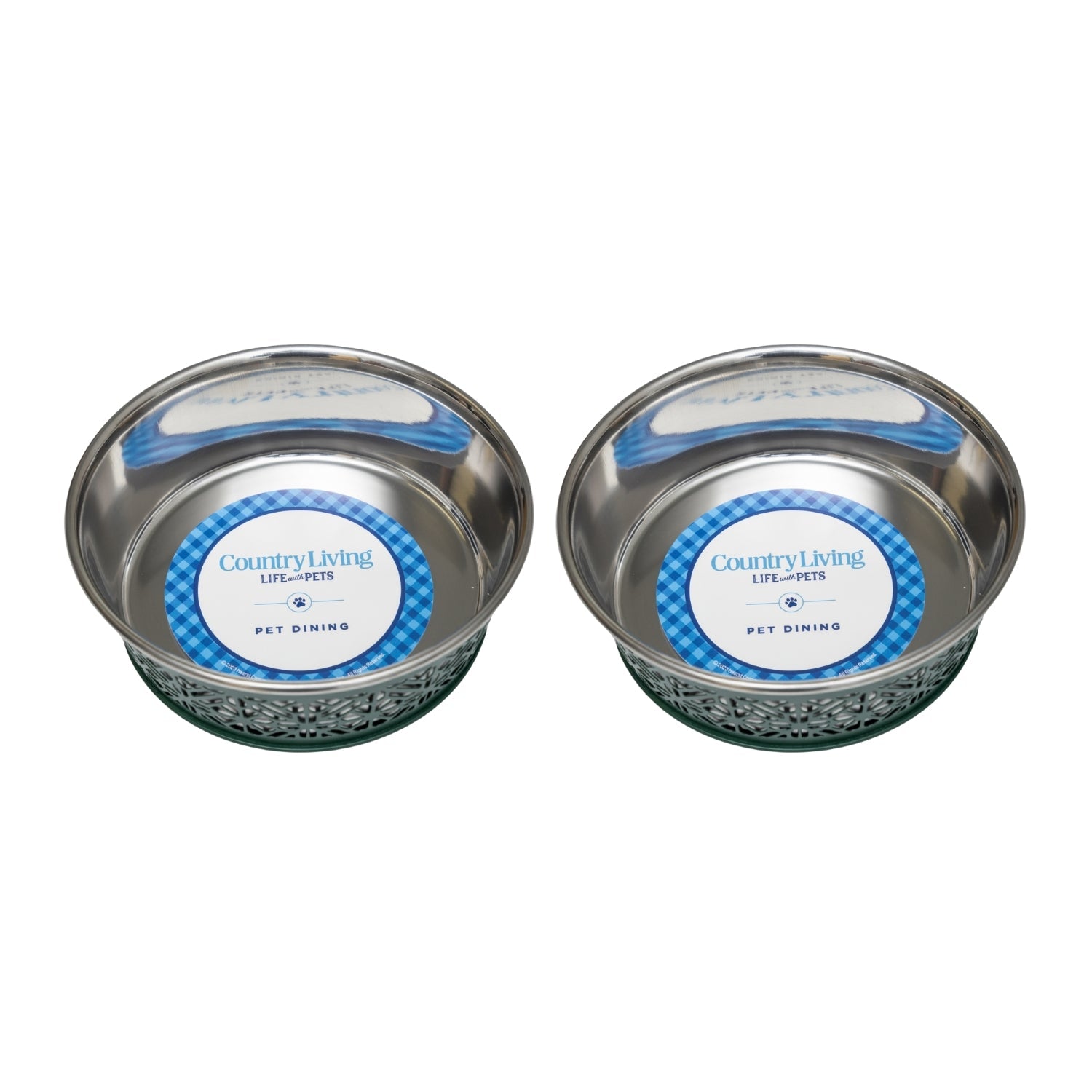 Country Living Set of 2 Stainless Steel Dog Bowls – Farmhouse Style, Ideal for Small to Medium Dogs by American Pet Supplies
