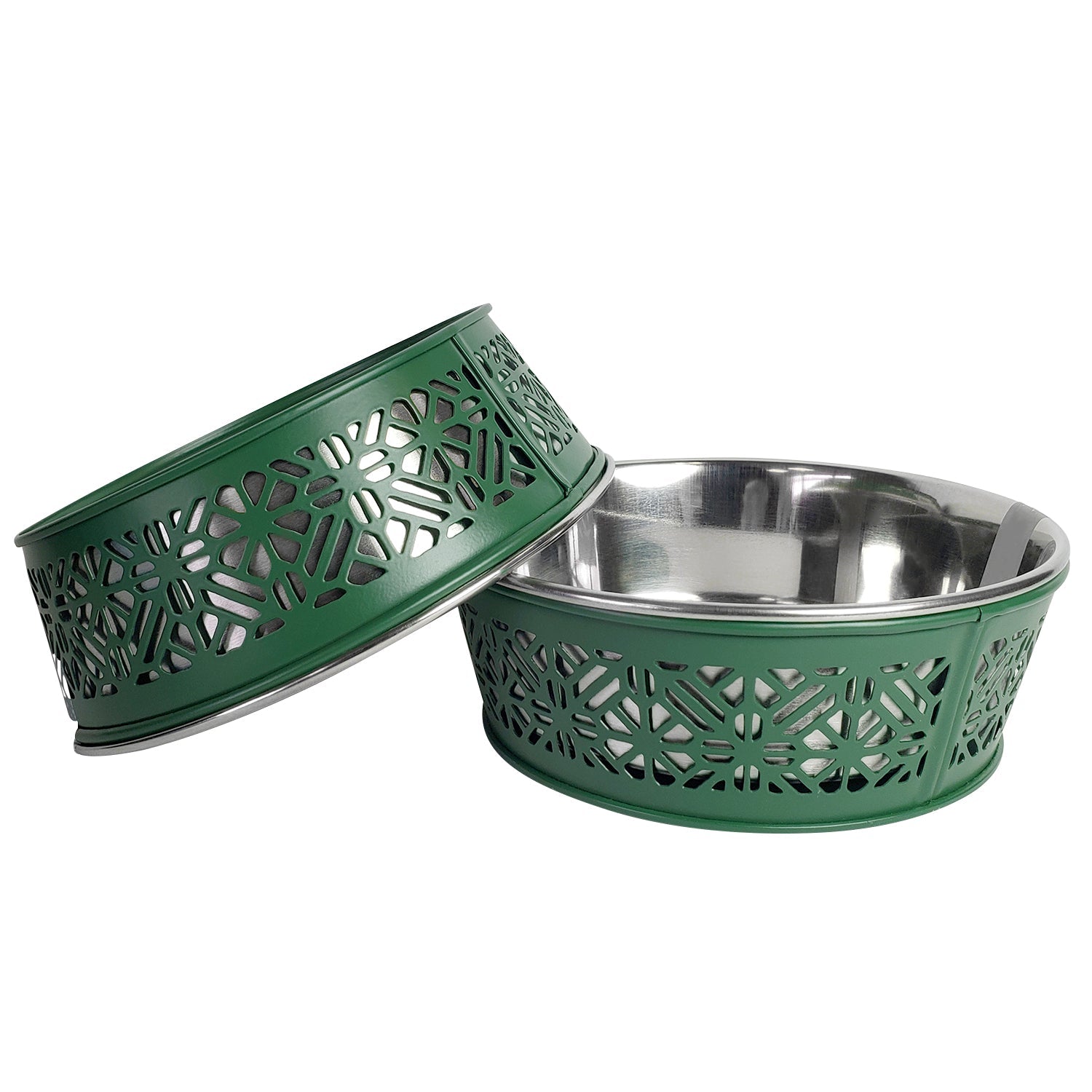 Country Living Set of 2 Stainless Steel Dog Bowls – Farmhouse Style, Ideal for Small to Medium Dogs by American Pet Supplies