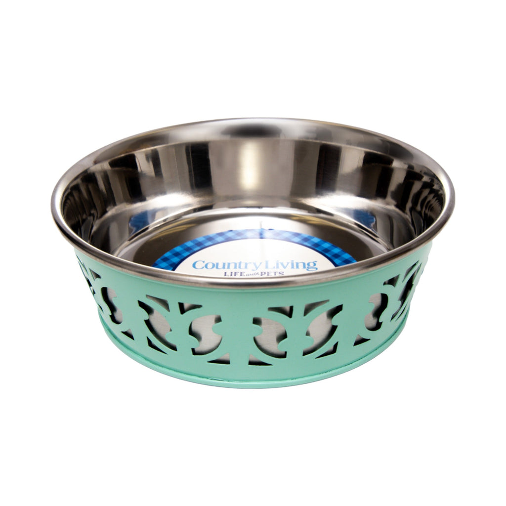 Country Living Set of 2 Stainless Steel Dog Bowls – Farmhouse Style, Ideal for Small to Medium Dogs by American Pet Supplies