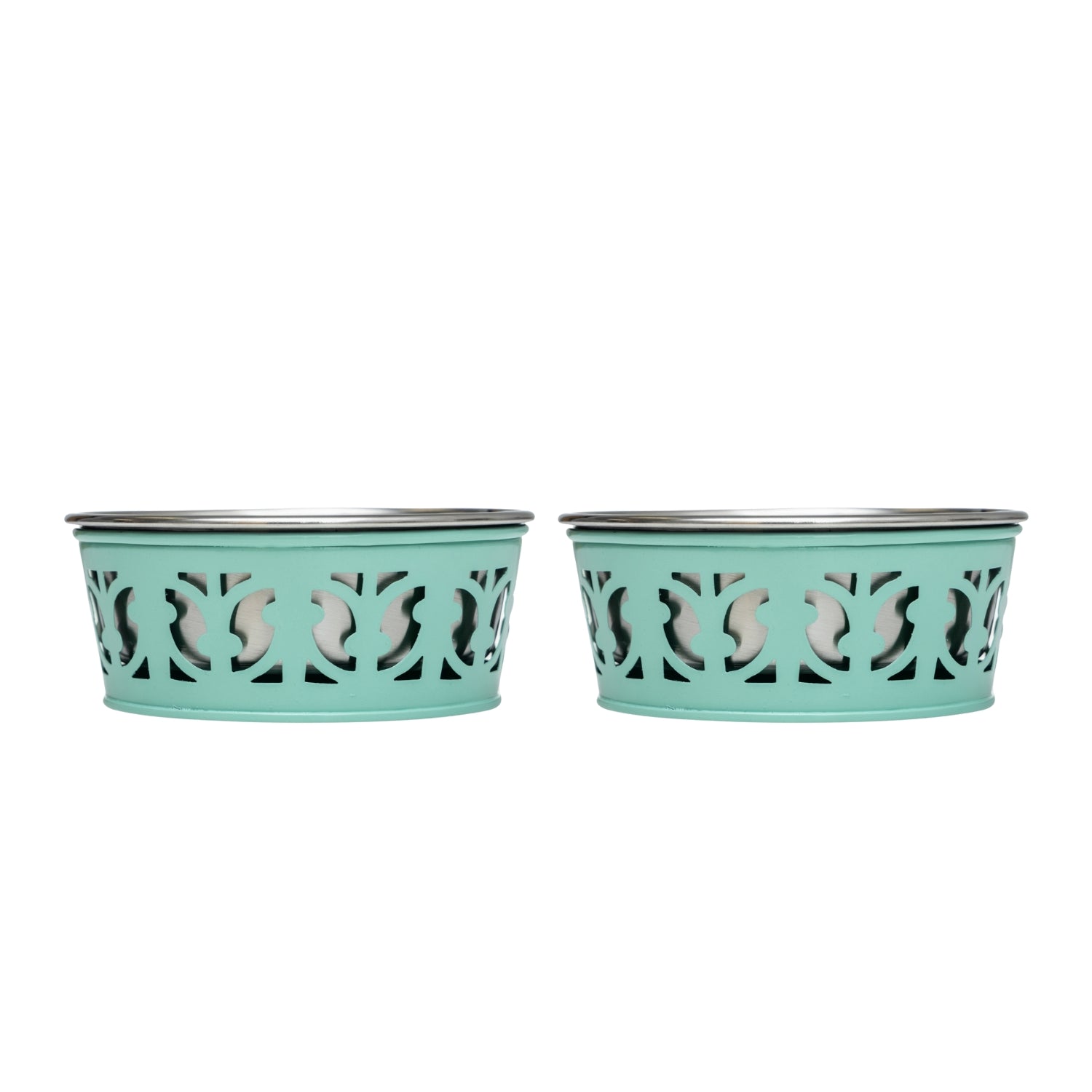 Country Living Set of 2 Stainless Steel Dog Bowls – Farmhouse Style, Ideal for Small to Medium Dogs by American Pet Supplies