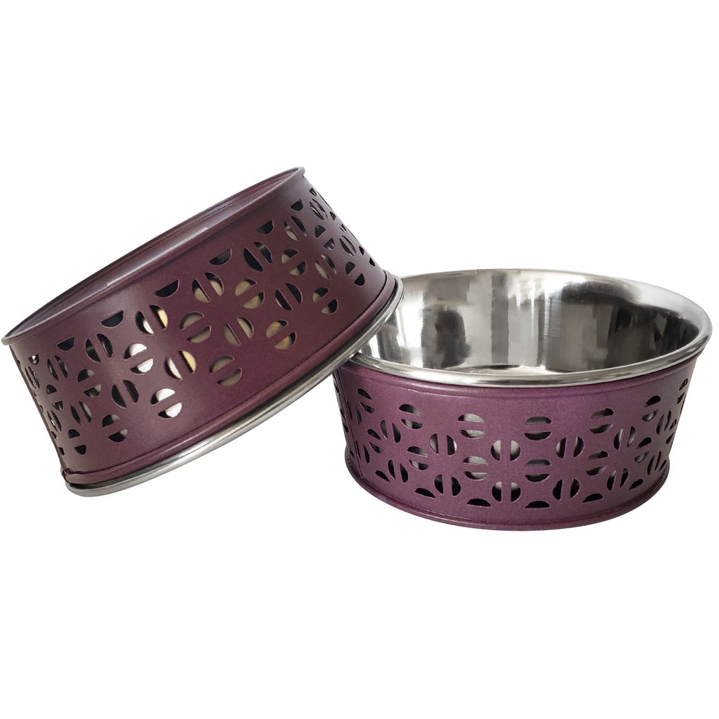 Country Living Set of 2 Stainless Steel Dog Bowls – Farmhouse Style, Ideal for Small to Medium Dogs by American Pet Supplies