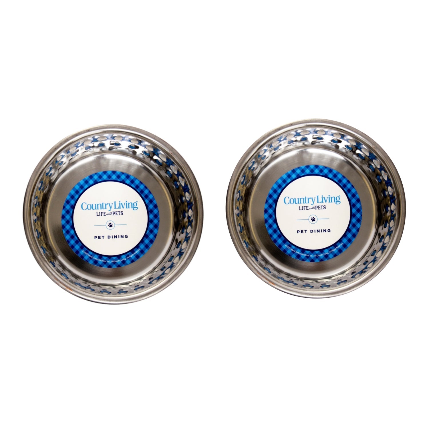 Country Living Set of 2 Hammered Stainless Steel Dog Bowls – Lavender by American Pet Supplies