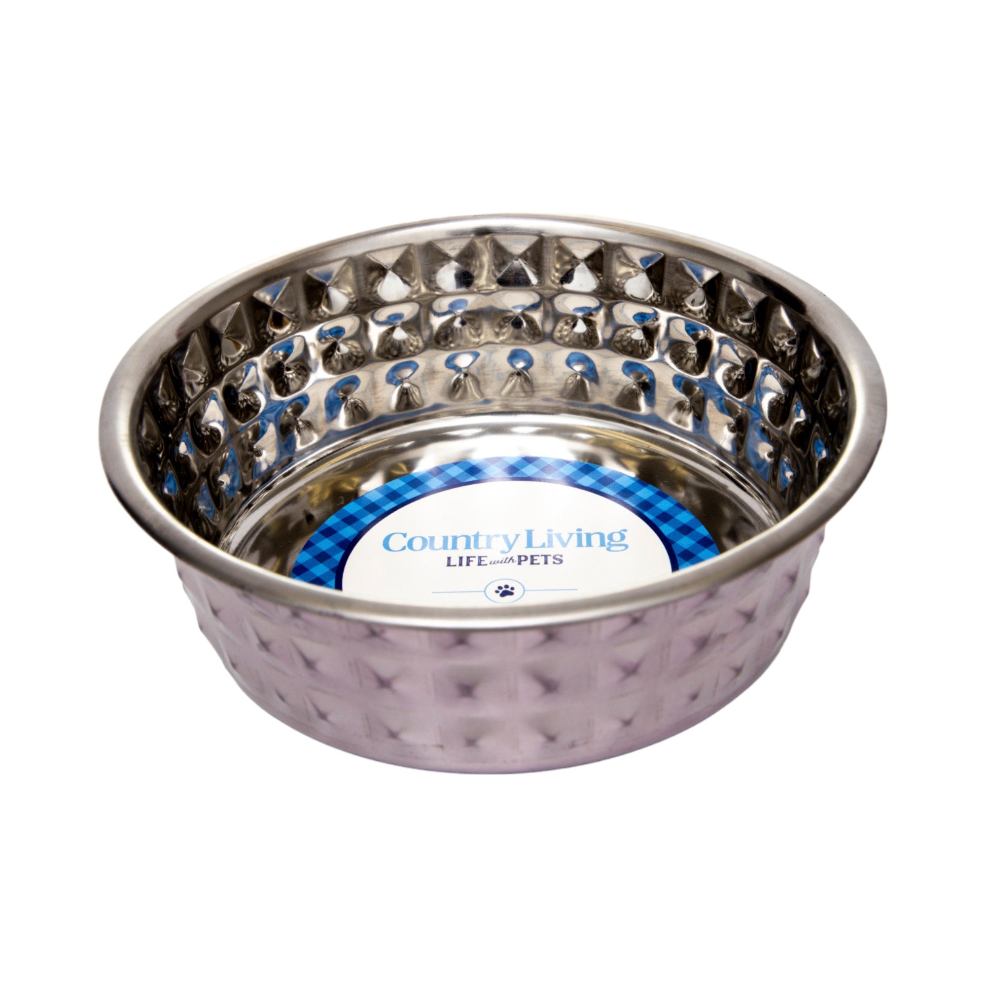 Country Living Set of 2 Hammered Stainless Steel Dog Bowls – Lavender by American Pet Supplies