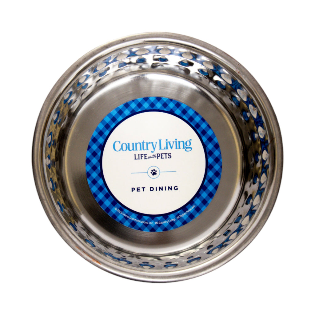Country Living Set of 2 Hammered Stainless Steel Dog Bowls – Lavender by American Pet Supplies