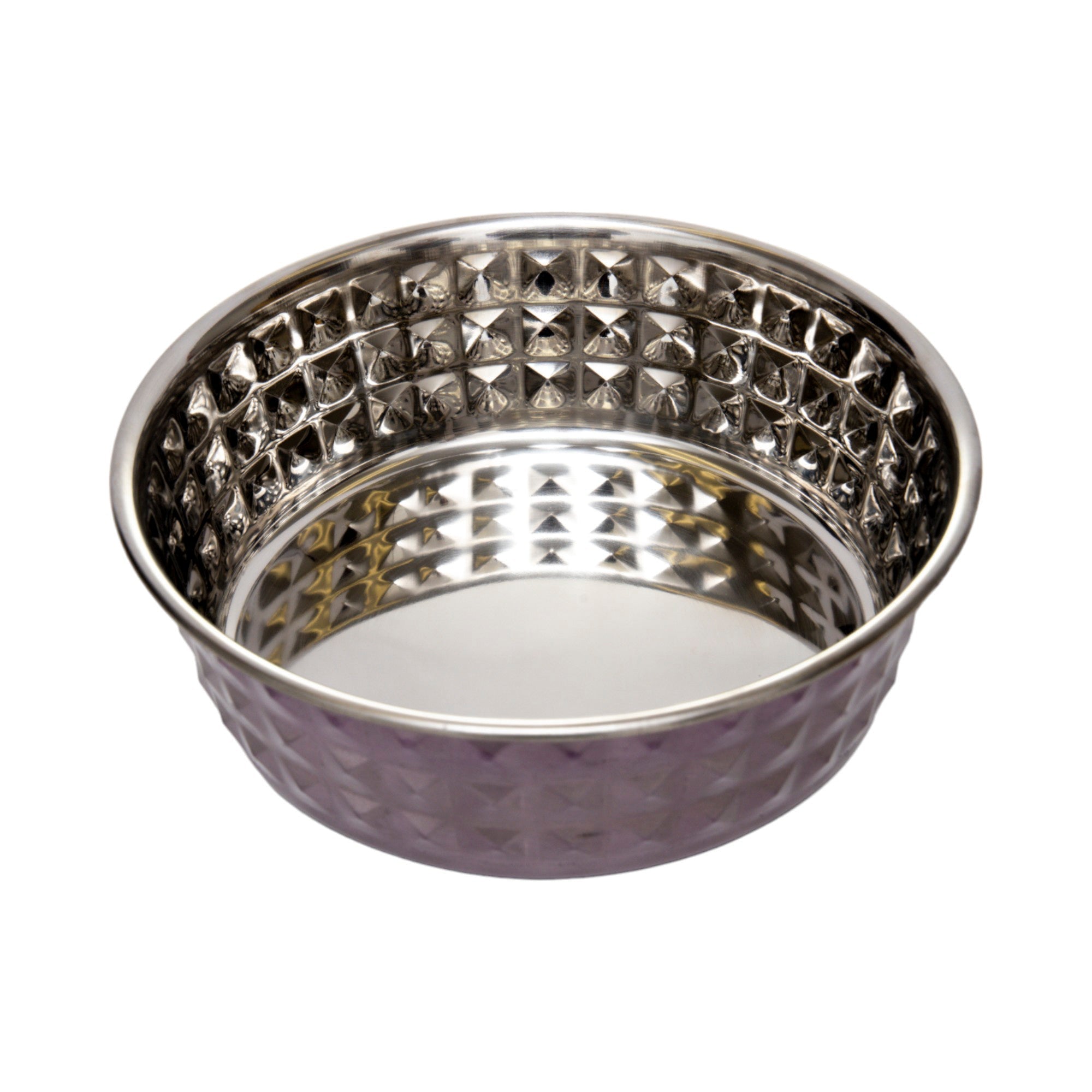 Country Living Set of 2 Hammered Stainless Steel Dog Bowls – Lavender by American Pet Supplies