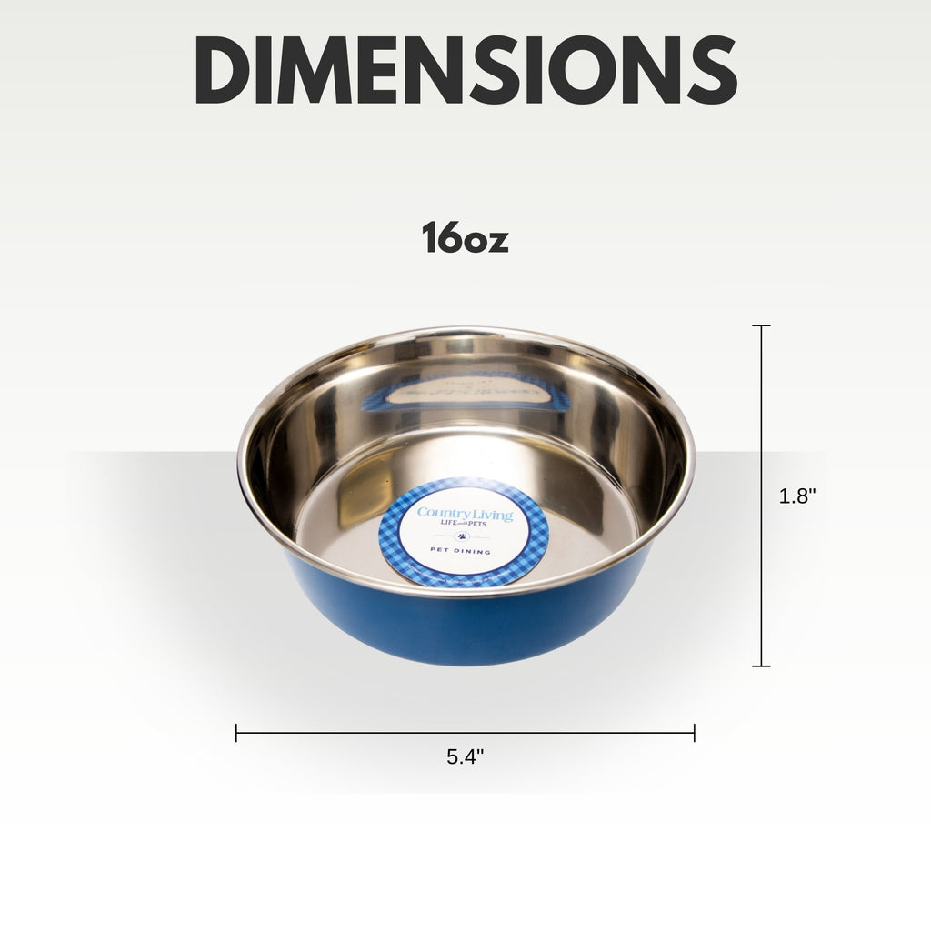 Country Living Set of 2 Heavy Gauge Stainless Steel Dog Bowls - Perfect for Food & Water by American Pet Supplies