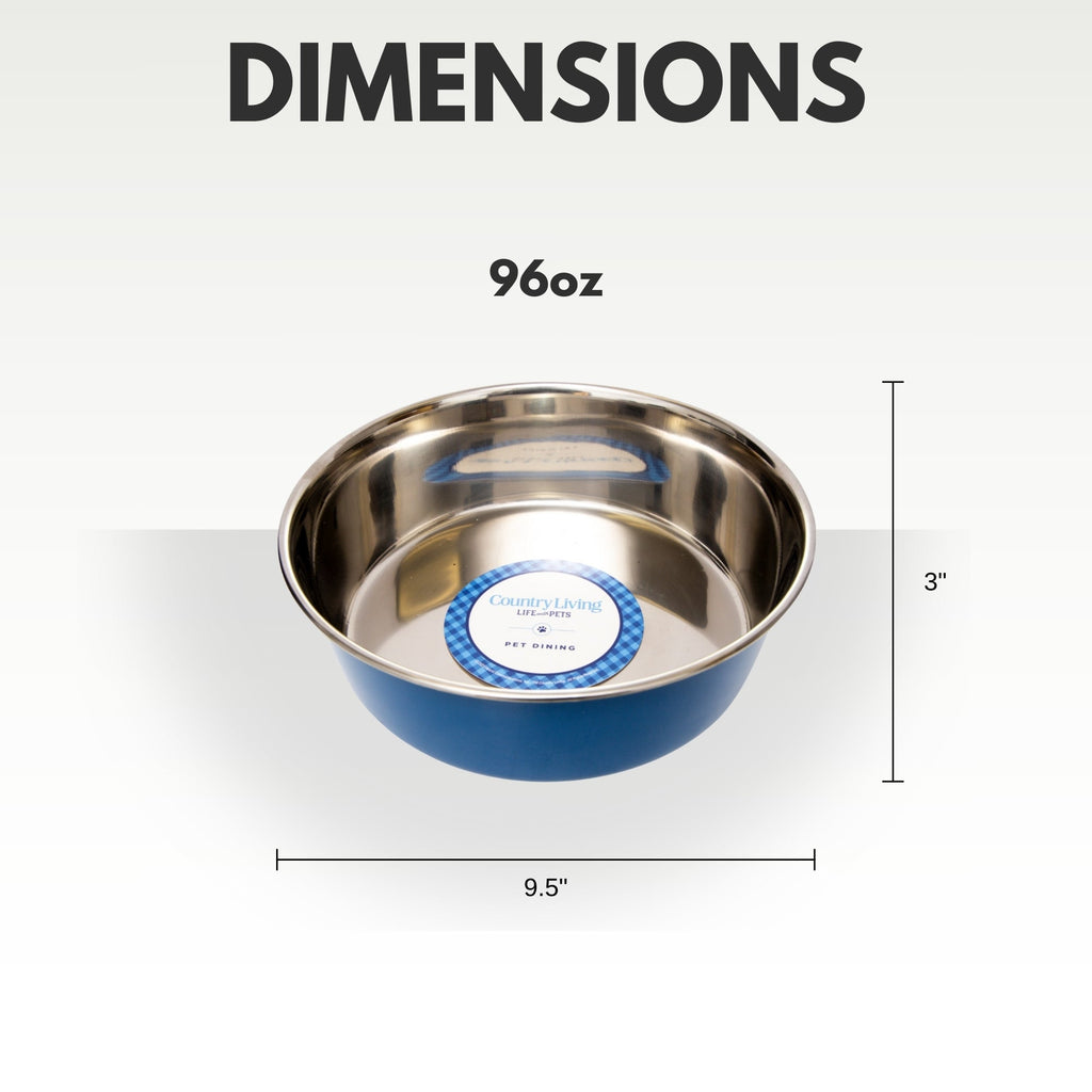 Country Living Set of 2 Heavy Gauge Stainless Steel Dog Bowls - Perfect for Food & Water by American Pet Supplies
