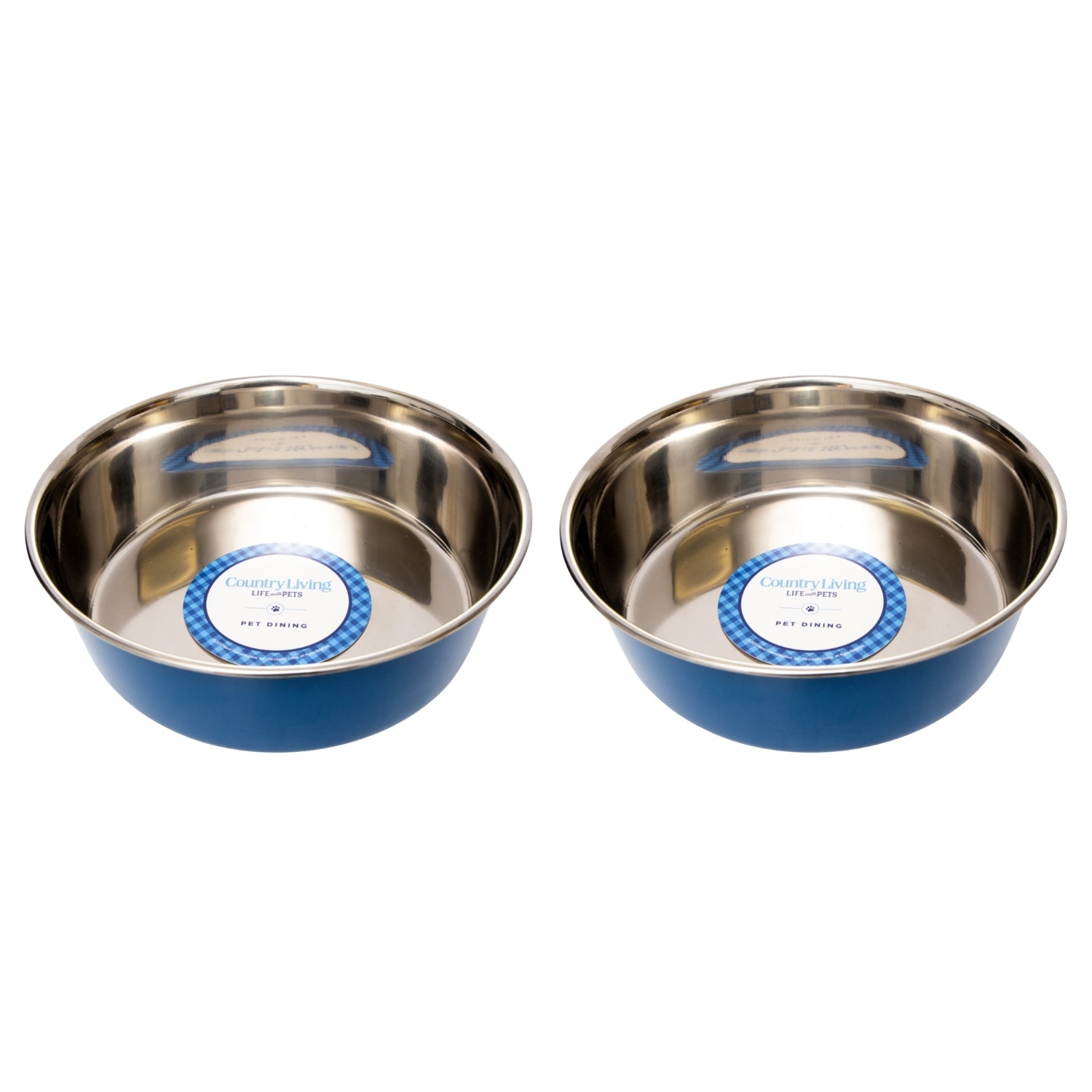 Country Living Set of 2 Heavy Gauge Stainless Steel Dog Bowls - Perfect for Food & Water by American Pet Supplies