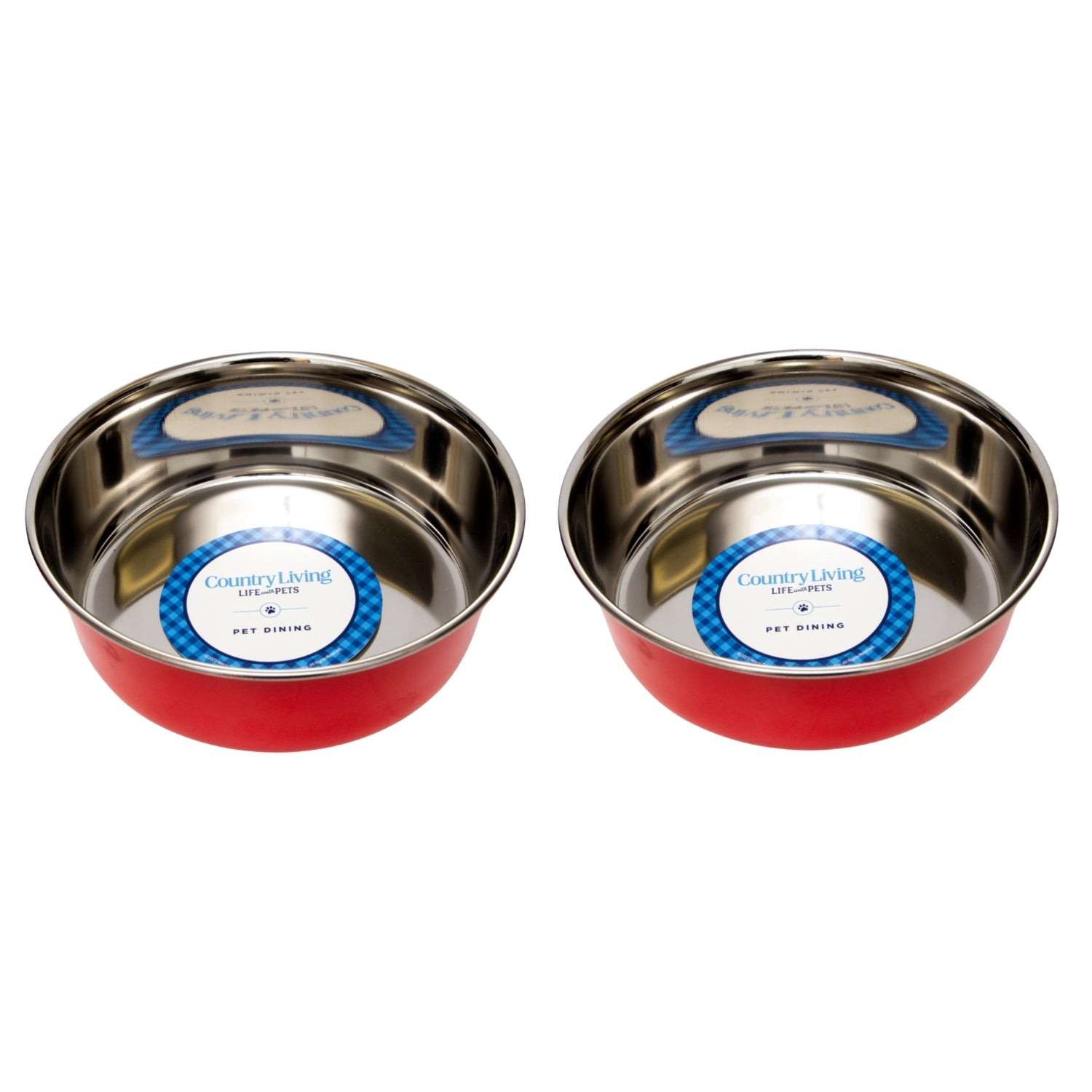 Country Living Set of 2 Heavy Gauge Stainless Steel Dog Bowls - Perfect for Food & Water by American Pet Supplies