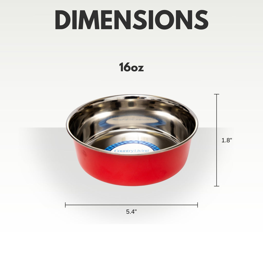Country Living Set of 2 Heavy Gauge Stainless Steel Dog Bowls - Perfect for Food & Water by American Pet Supplies