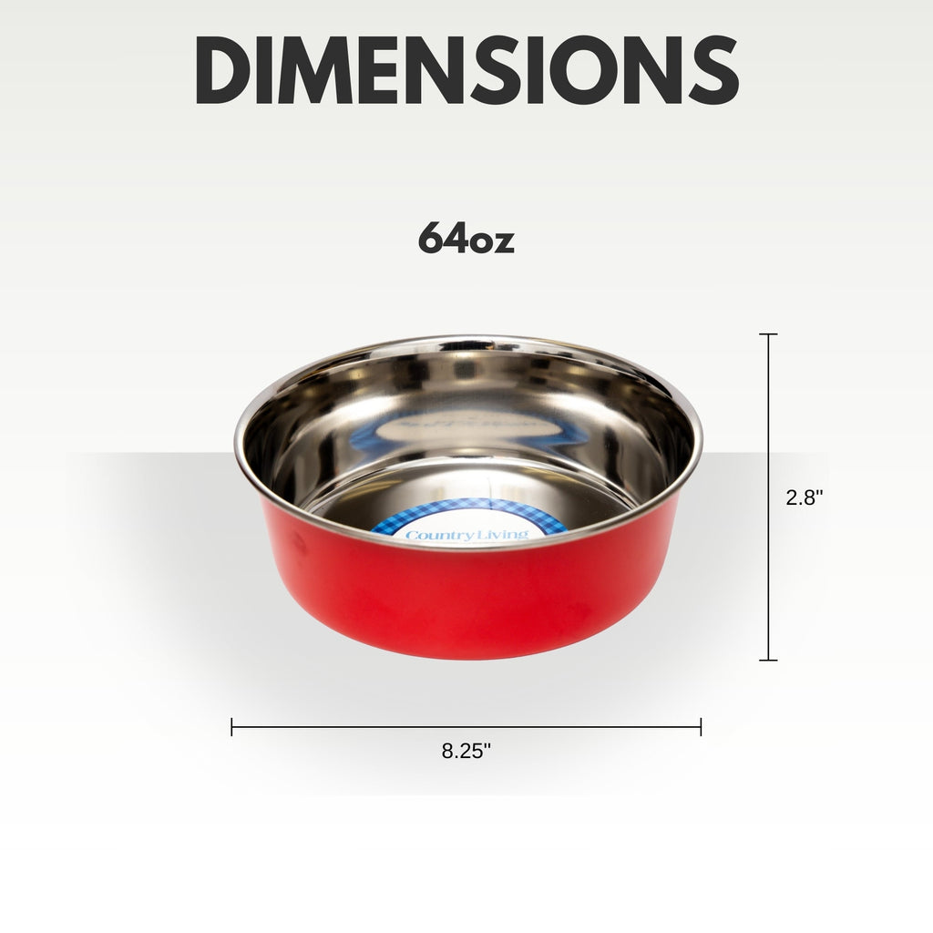 Country Living Set of 2 Heavy Gauge Stainless Steel Dog Bowls - Perfect for Food & Water by American Pet Supplies