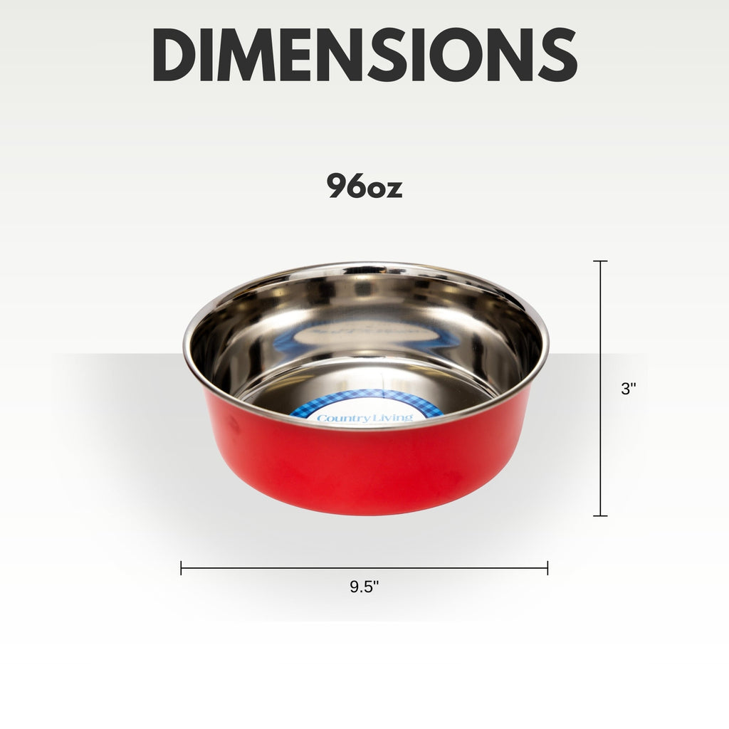 Country Living Set of 2 Heavy Gauge Stainless Steel Dog Bowls - Perfect for Food & Water by American Pet Supplies