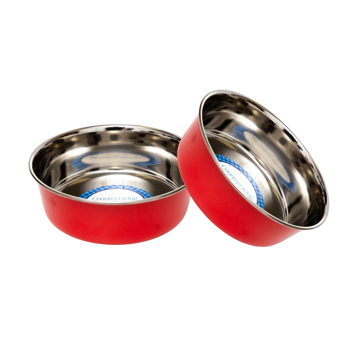 Country Living Set of 2 Heavy Gauge Stainless Steel Dog Bowls - Perfect for Food & Water by American Pet Supplies