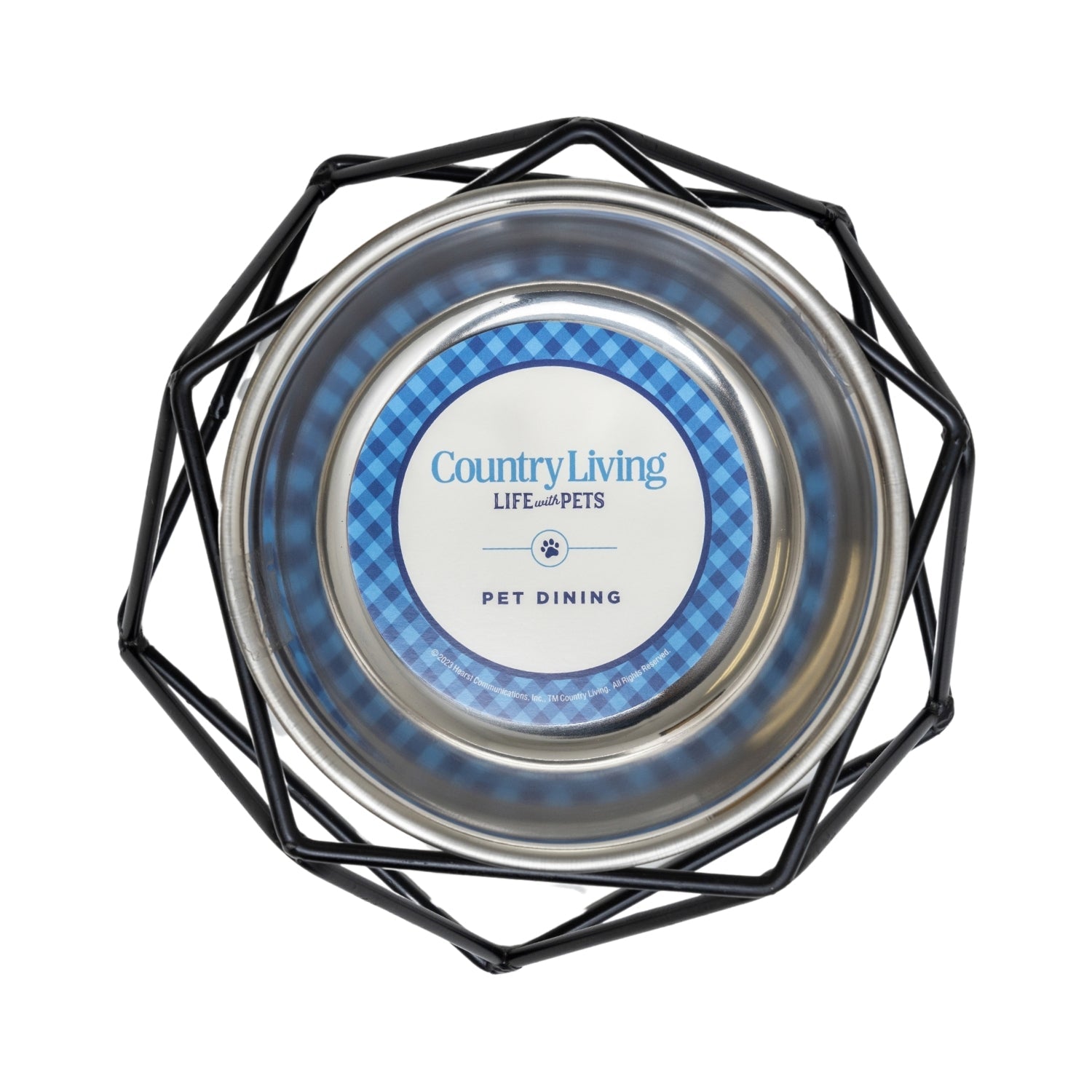 Country Living Elevated Single Dog Bowl Feeder – Geometric Design with Removable Stainless Steel Bowl by American Pet Supplies