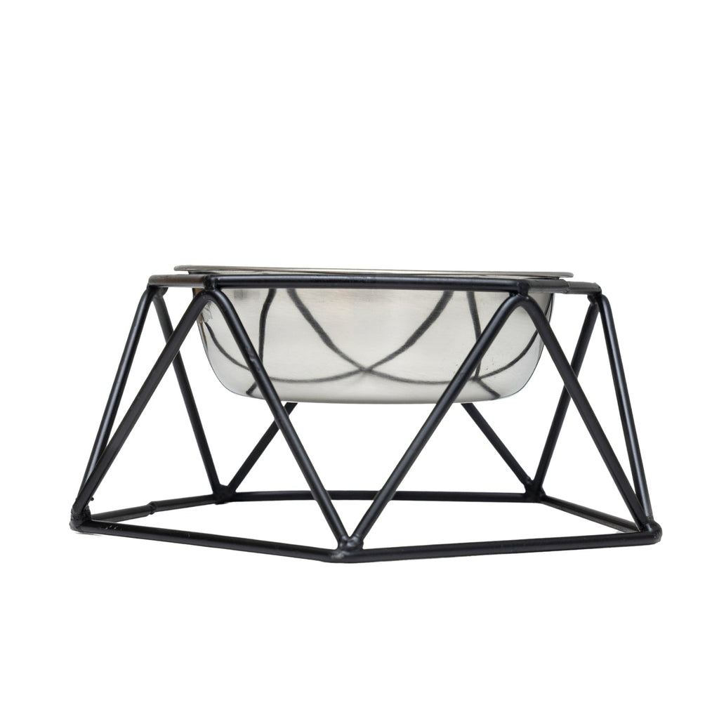 Country Living Elevated Single Dog Bowl Feeder – Geometric Design with Removable Stainless Steel Bowl by American Pet Supplies