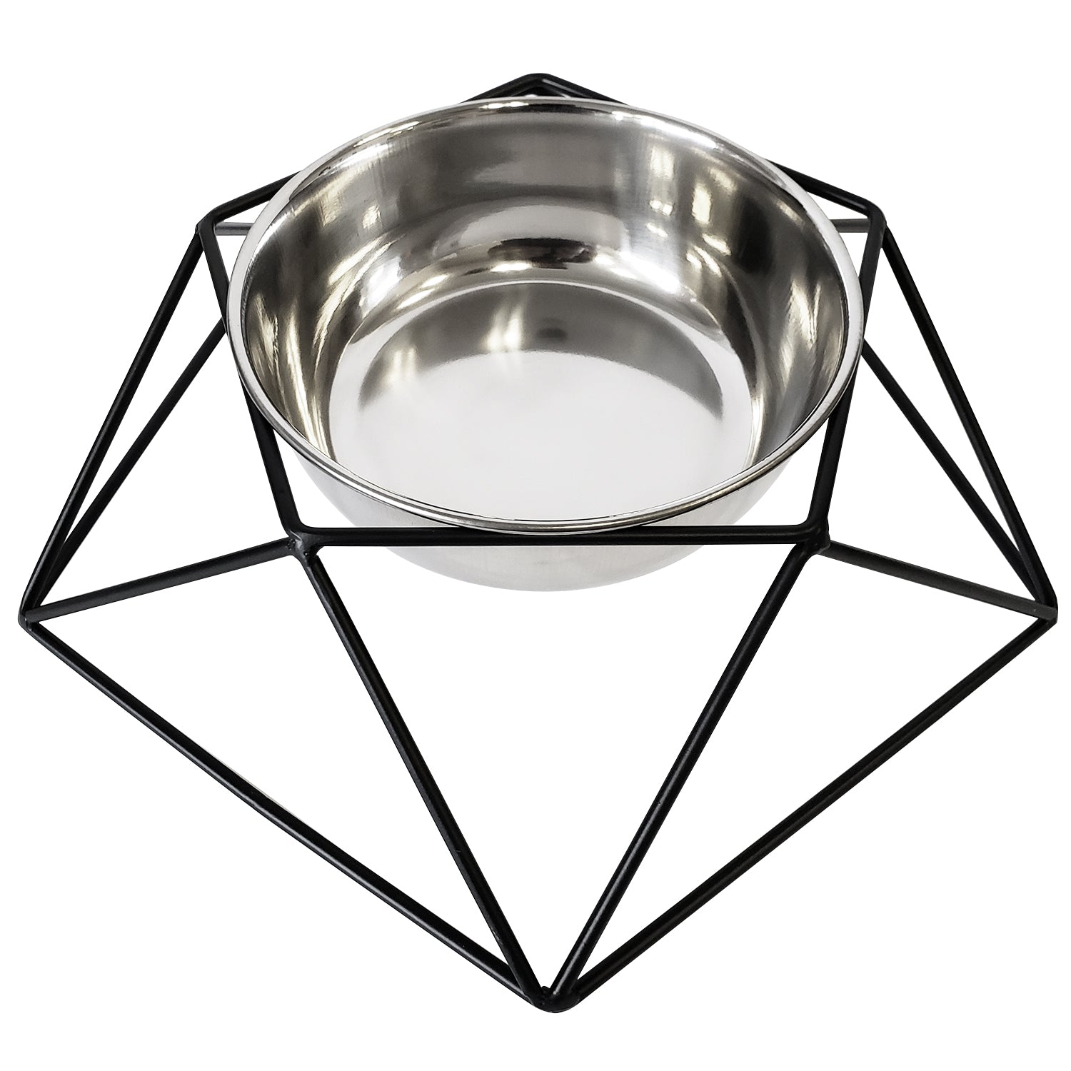 Country Living Elevated Single Dog Bowl Feeder – Geometric Design with Removable Stainless Steel Bowl by American Pet Supplies
