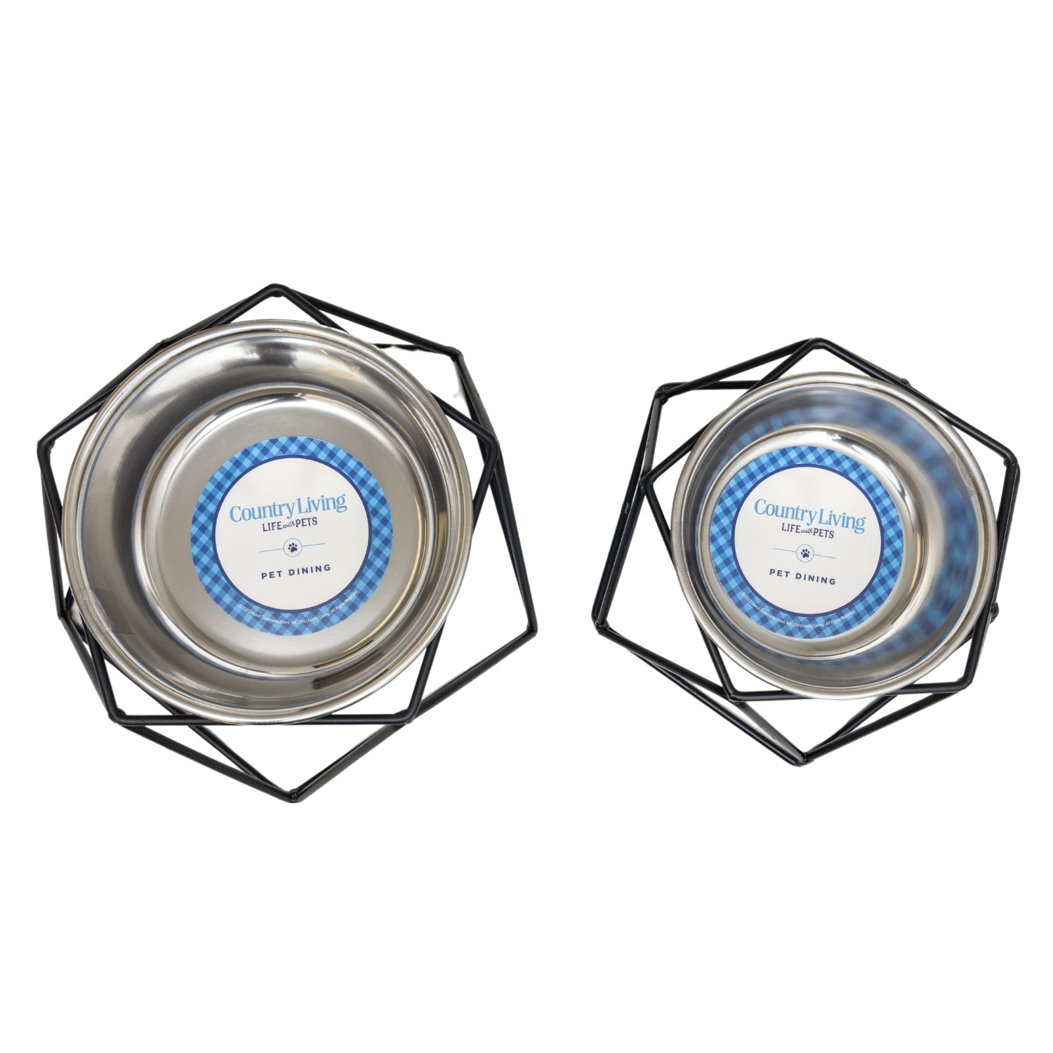 Country Living Elevated Single Dog Bowl Feeder – Geometric Design with Removable Stainless Steel Bowl by American Pet Supplies